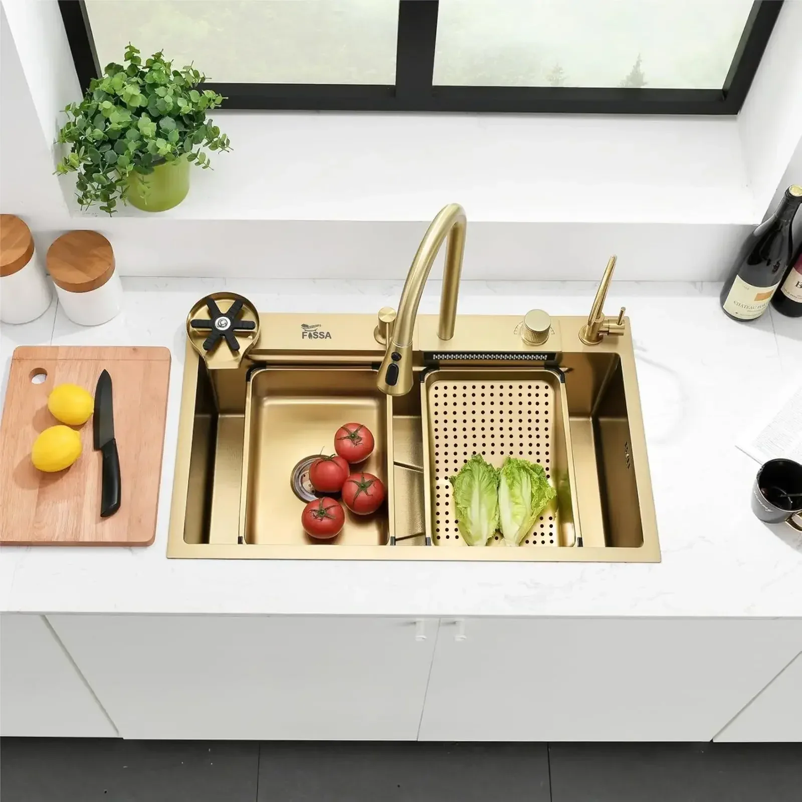 Smart Waterfall (30"x18"x10") Inch 304 Stainless Steel Kitchen Sink Gold - Image 8
