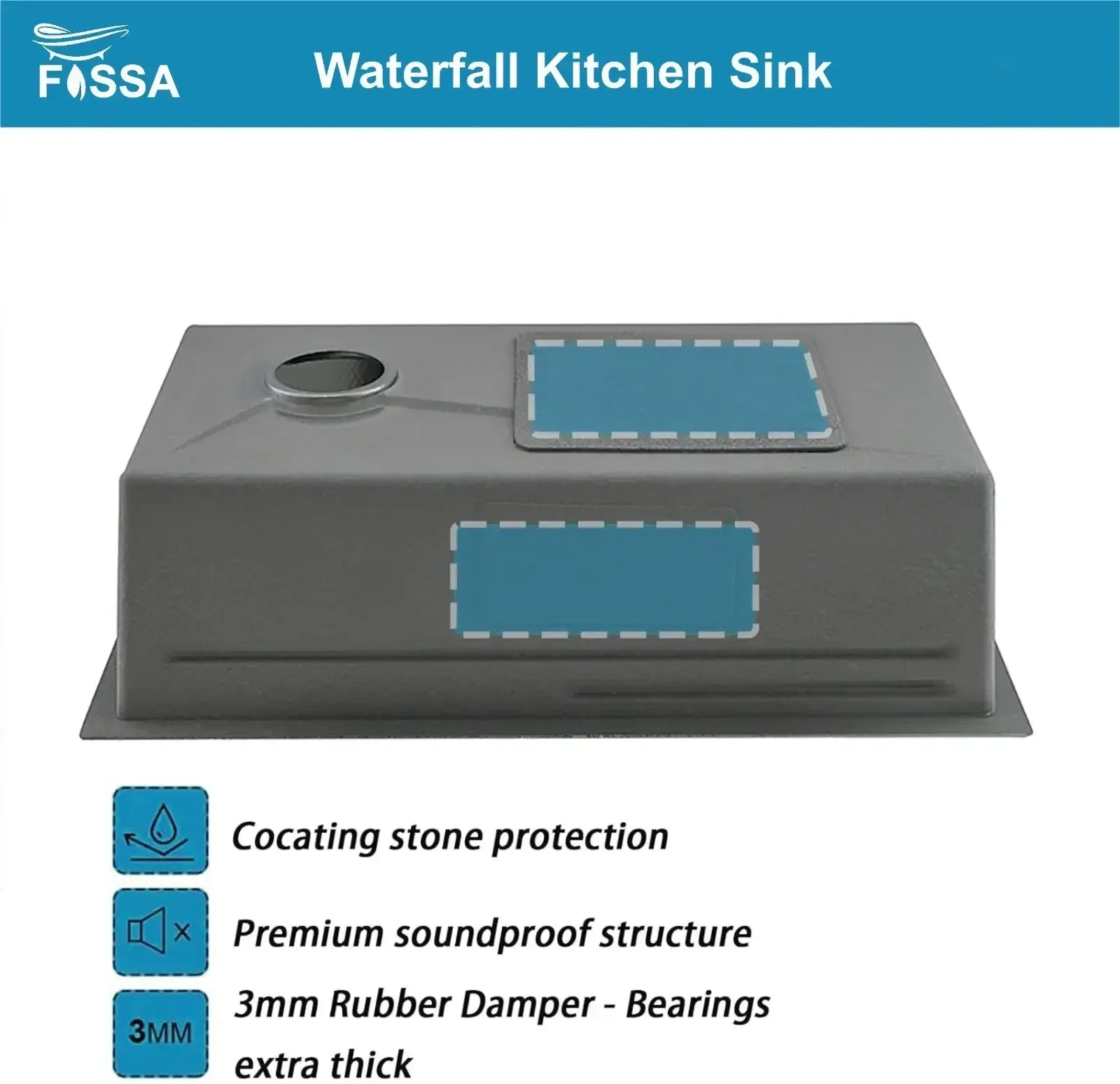 Smart Waterfall (30 x 18 x 10) Inch 304 Stainless Steel Smart Waterfall Kitchen Sink Silver - Image 8