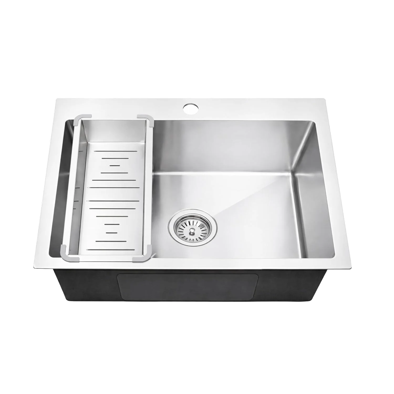 Aqua 304 Handmade (21 x 18 x 09 ) Inch SS Single Bowl Tap Hole Round Coupling Silver Kitchen Sink - Image 8
