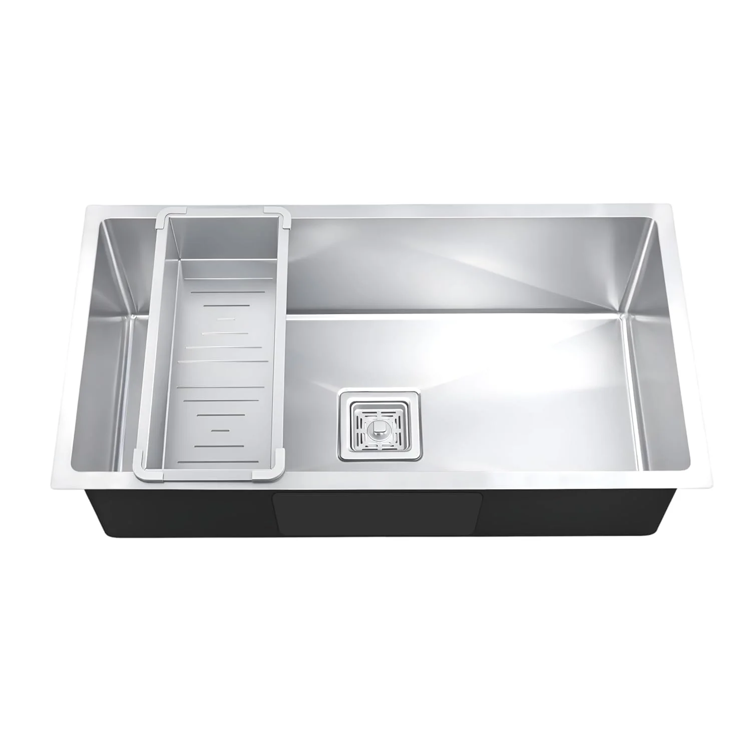 Aqua 304 Handmade ( 27"x18"x09" ) Inch SS Single Bowl Square Coupling Silver Kitchen Sink - Image 5