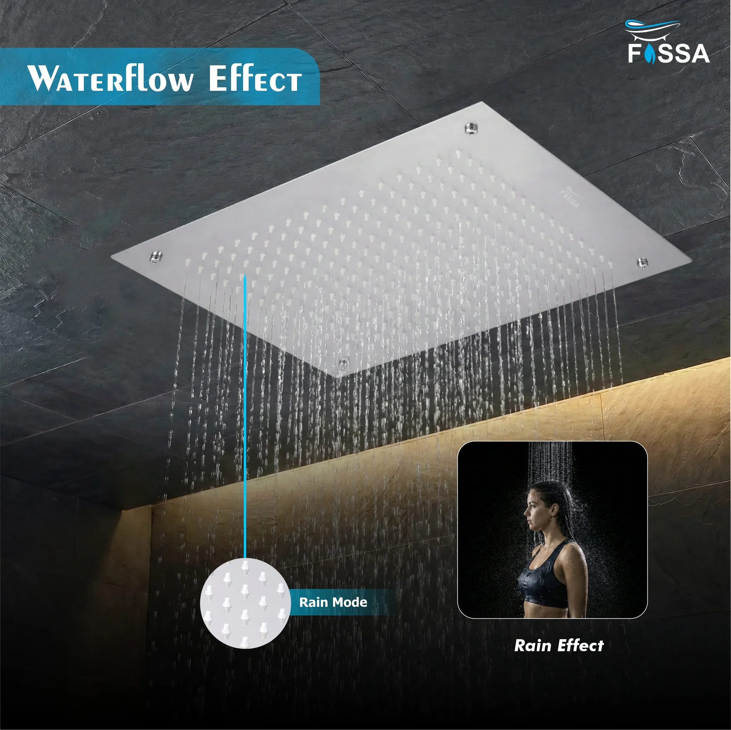 304 Stainless Steel Ceiling Overhead Shower (24x24 Inch) - Image 4