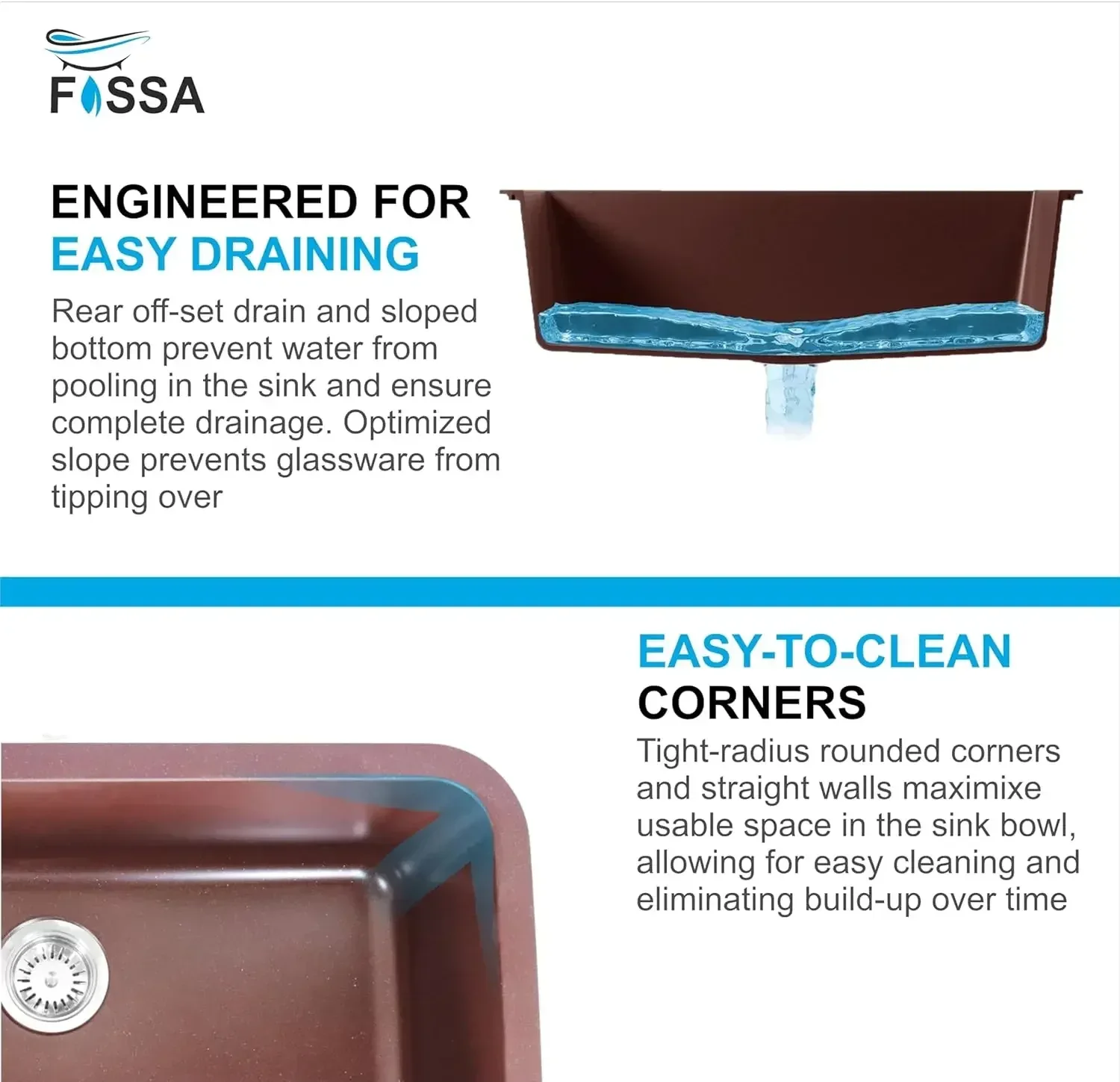 Quartz Kitchen Sink Single Bowl  Brown (31×19x9 Inches) – 10-Year Warranty - Image 3