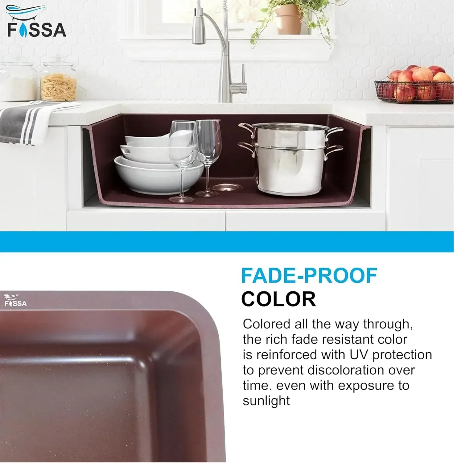 Quartz Kitchen Sink Single Bowl  Brown (31×19x9 Inches) – 10-Year Warranty - Image 4