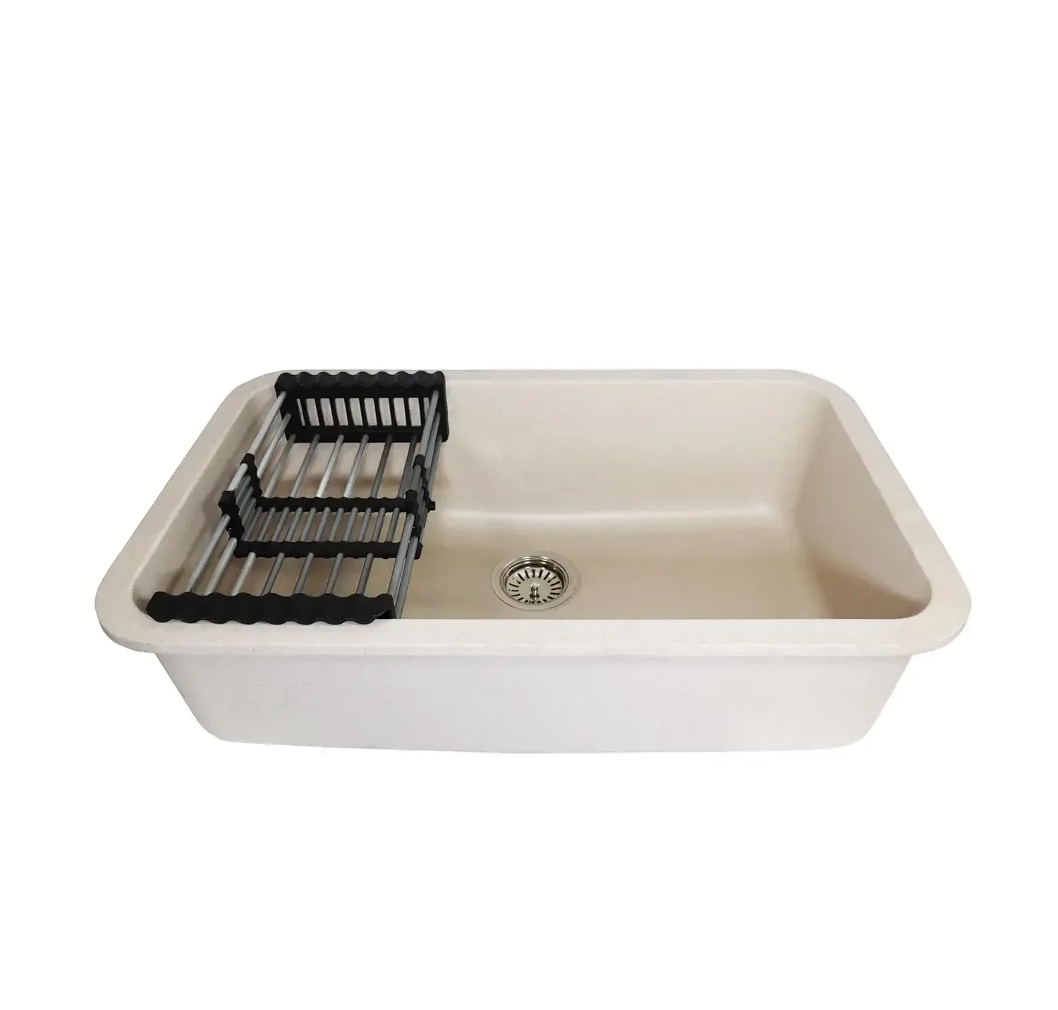 Quartz Kitchen Sink Single Bowl Peach Ivory (31×19x9 Inches) – 10-Year Warranty