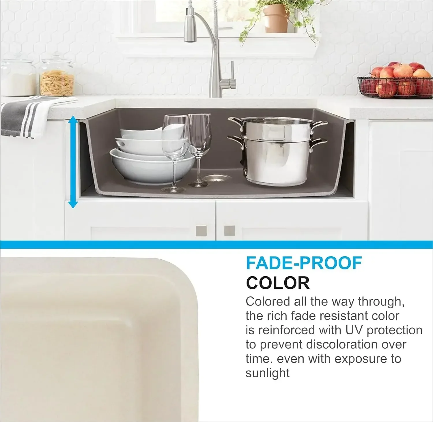 Quartz Kitchen Sink Single Bowl Peach Ivory (31×19x9 Inches) – 10-Year Warranty - Image 5