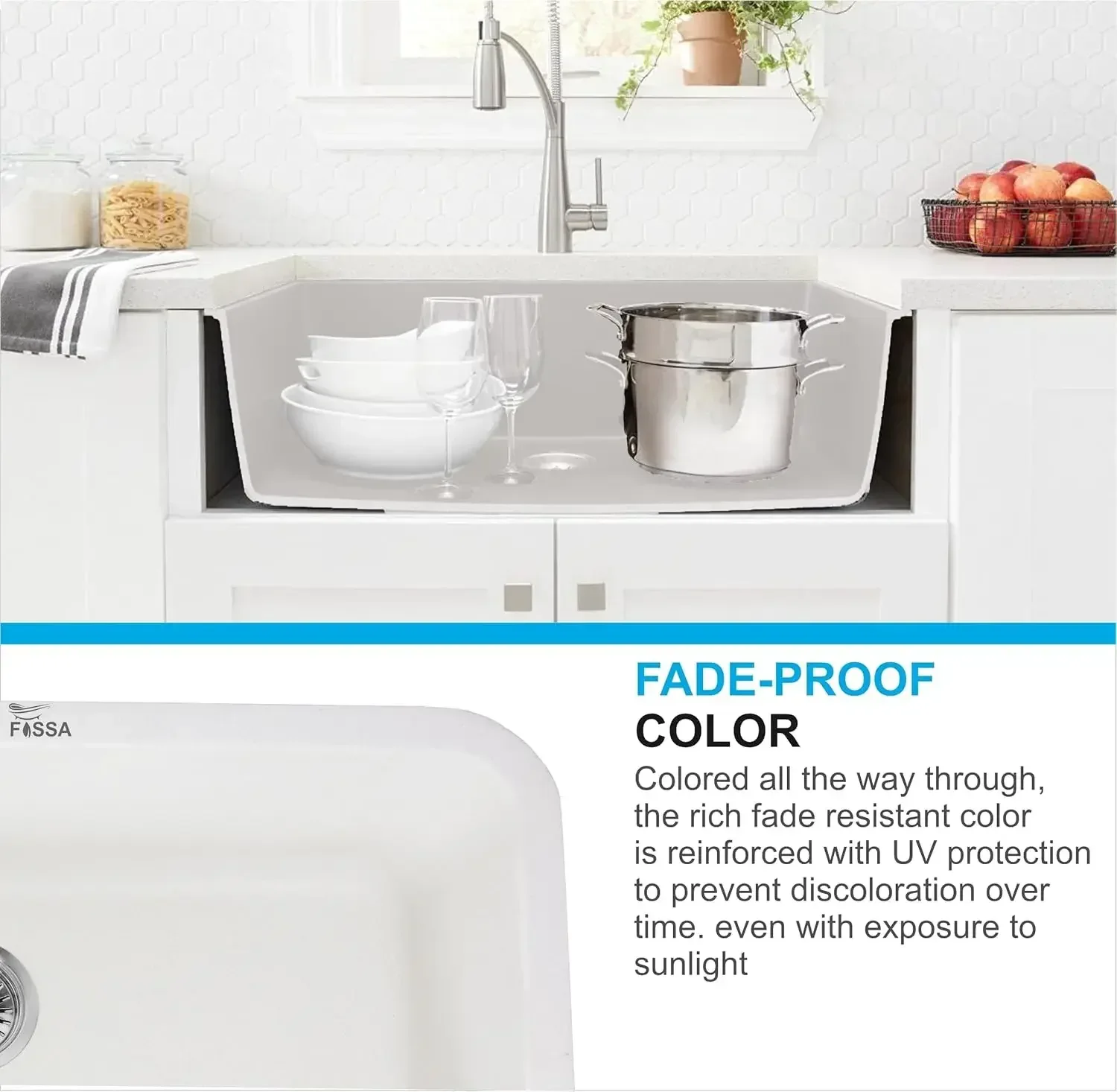 Quartz Kitchen Sink Single Bowl White (31x19x9 Inches) – 10-Year Warranty - Image 5