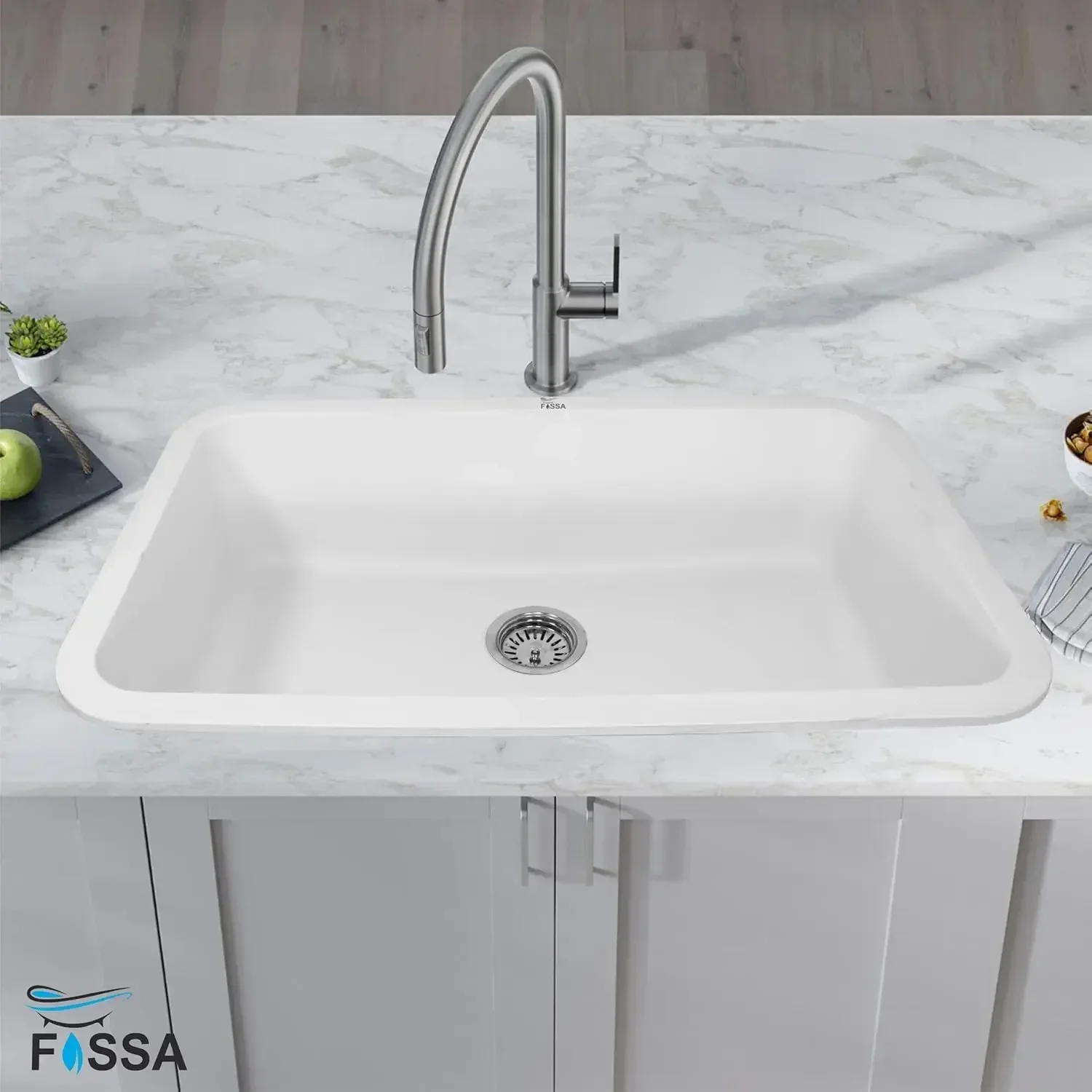 Quartz Kitchen Sink Single Bowl White (31x19x9 Inches) – 10-Year Warranty - Image 7