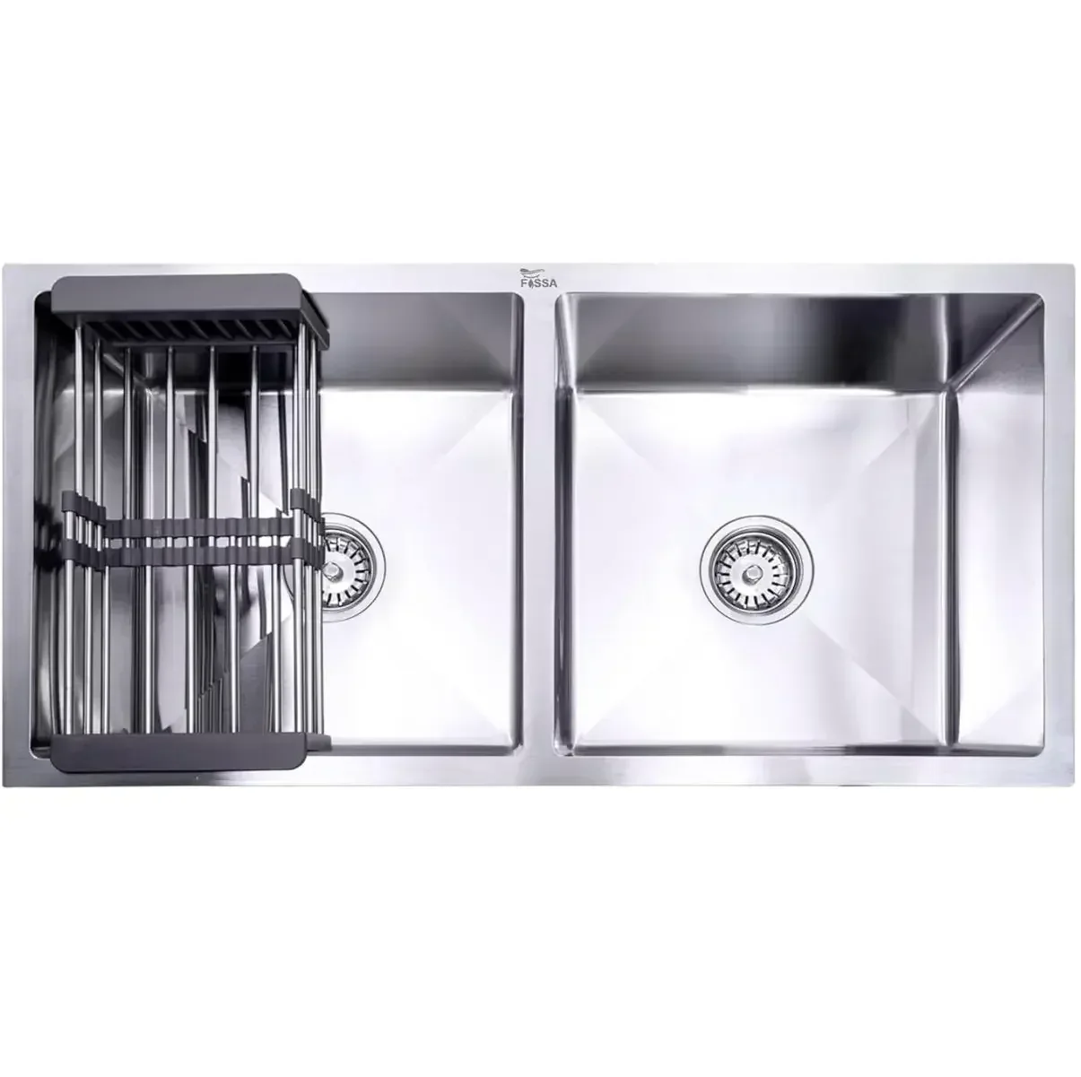 Premium Handmade (32x 18x 10) Inch Double Bowl Silver Round Stainless Steel Kitchen Sink - Image 3