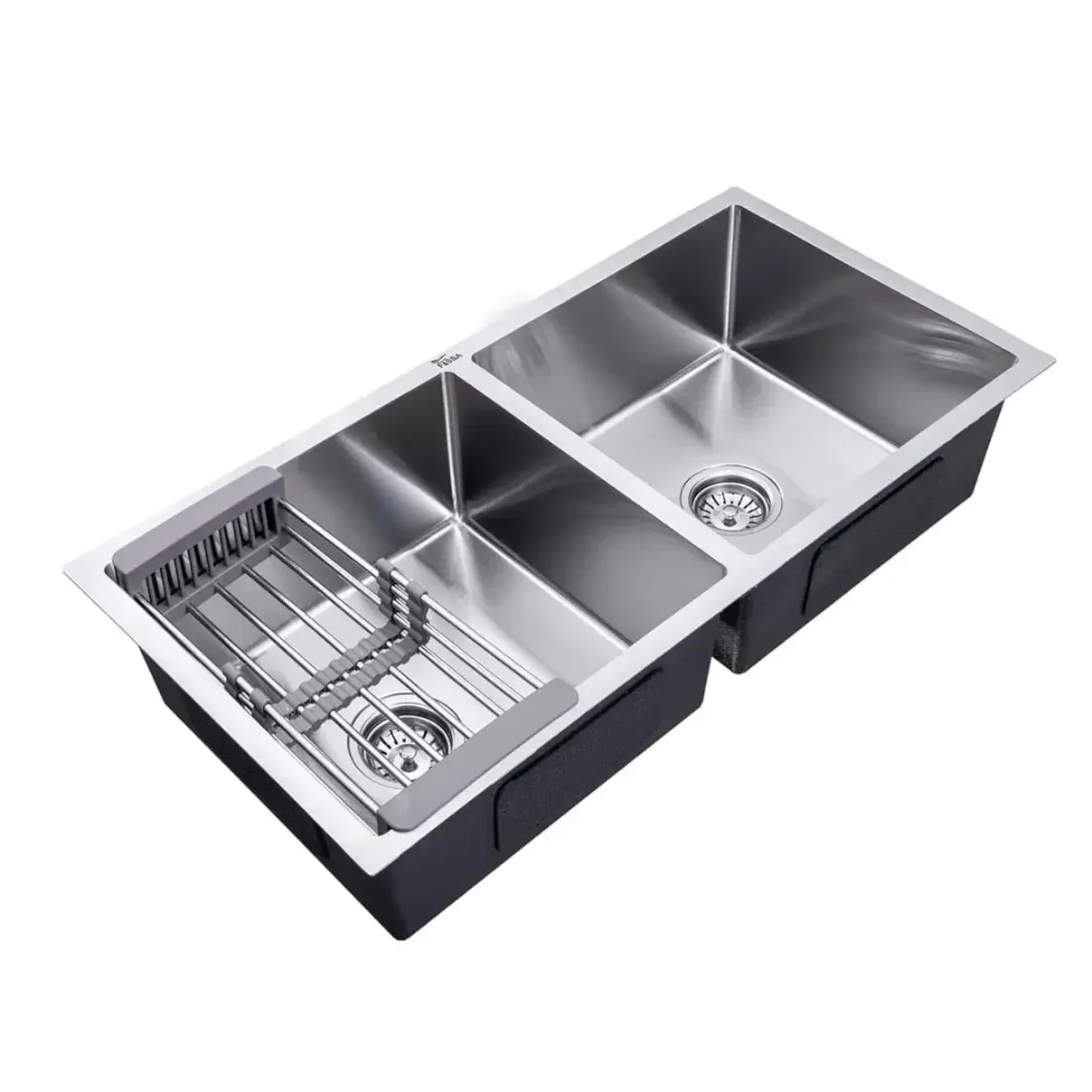 Premium Handmade (32x 18x 10) Inch Double Bowl Silver Round Stainless Steel Kitchen Sink - Image 5