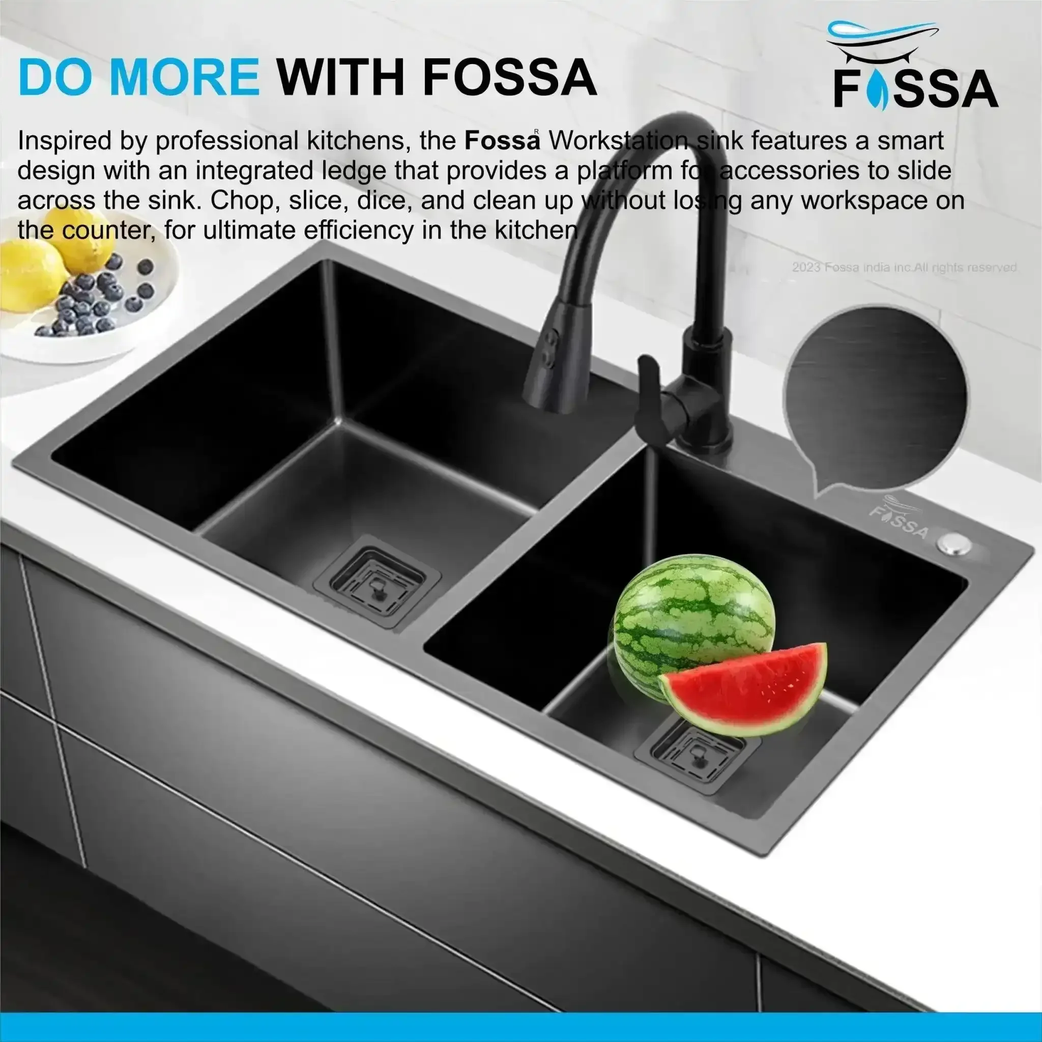 Premium Handmade (32"x18"x10) Inch Stainless Steel Double Bowl Black  Kitchen Sink With Tap Hole - Image 5