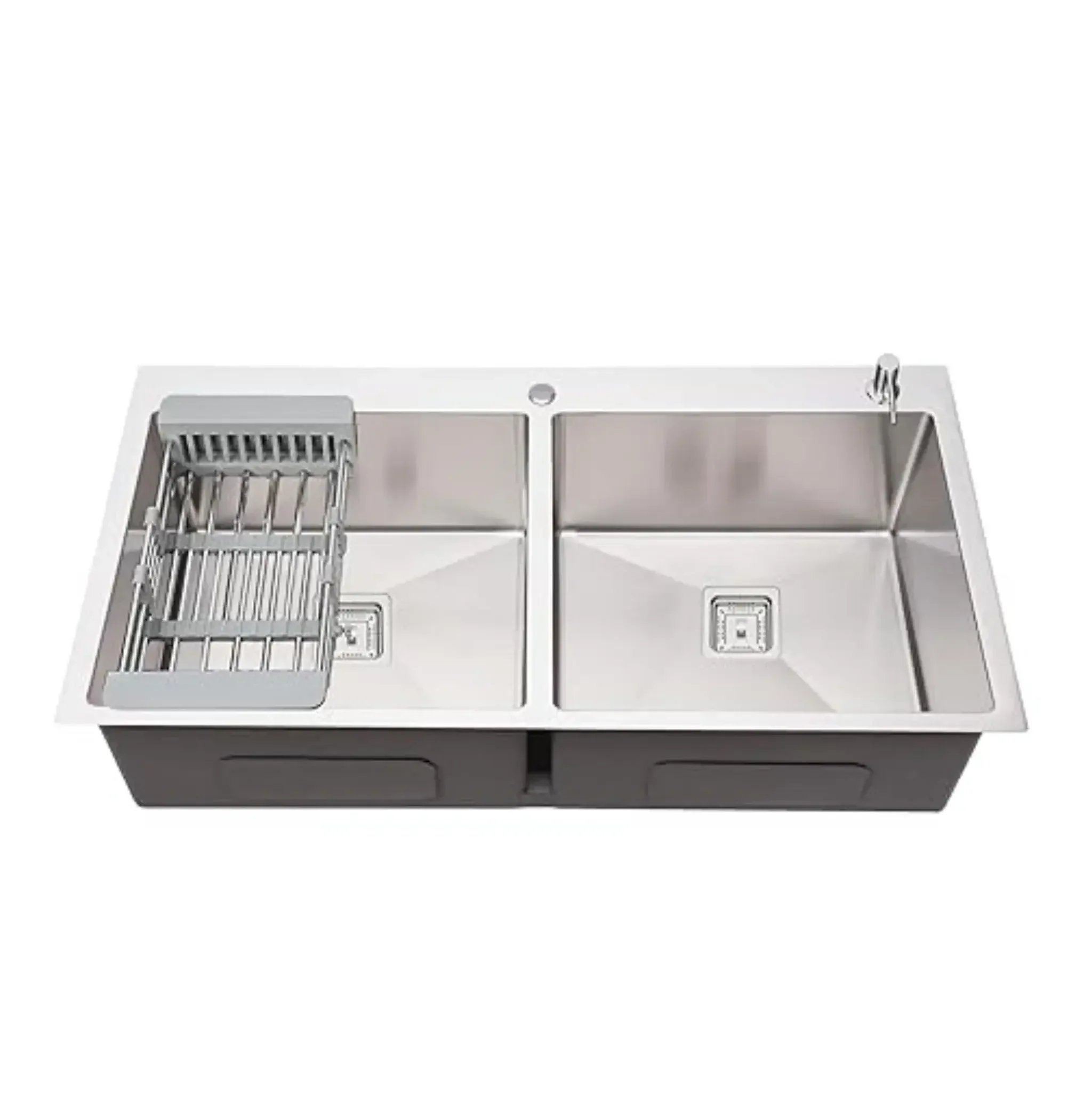 Premium 32x18x10 Inch Double Bowl Kitchen Sink with Tap Hole
