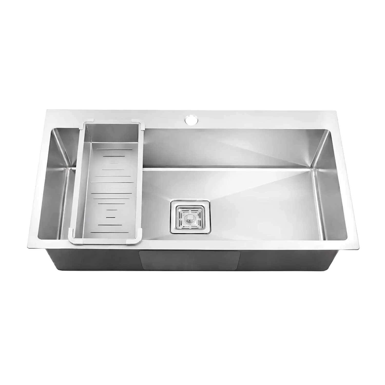 Aqua 304 Handmade (32 x 20 x 09 ) Inch SS Single Bowl Tap Hole Square Coupling Silver Kitchen Sink - Image 8