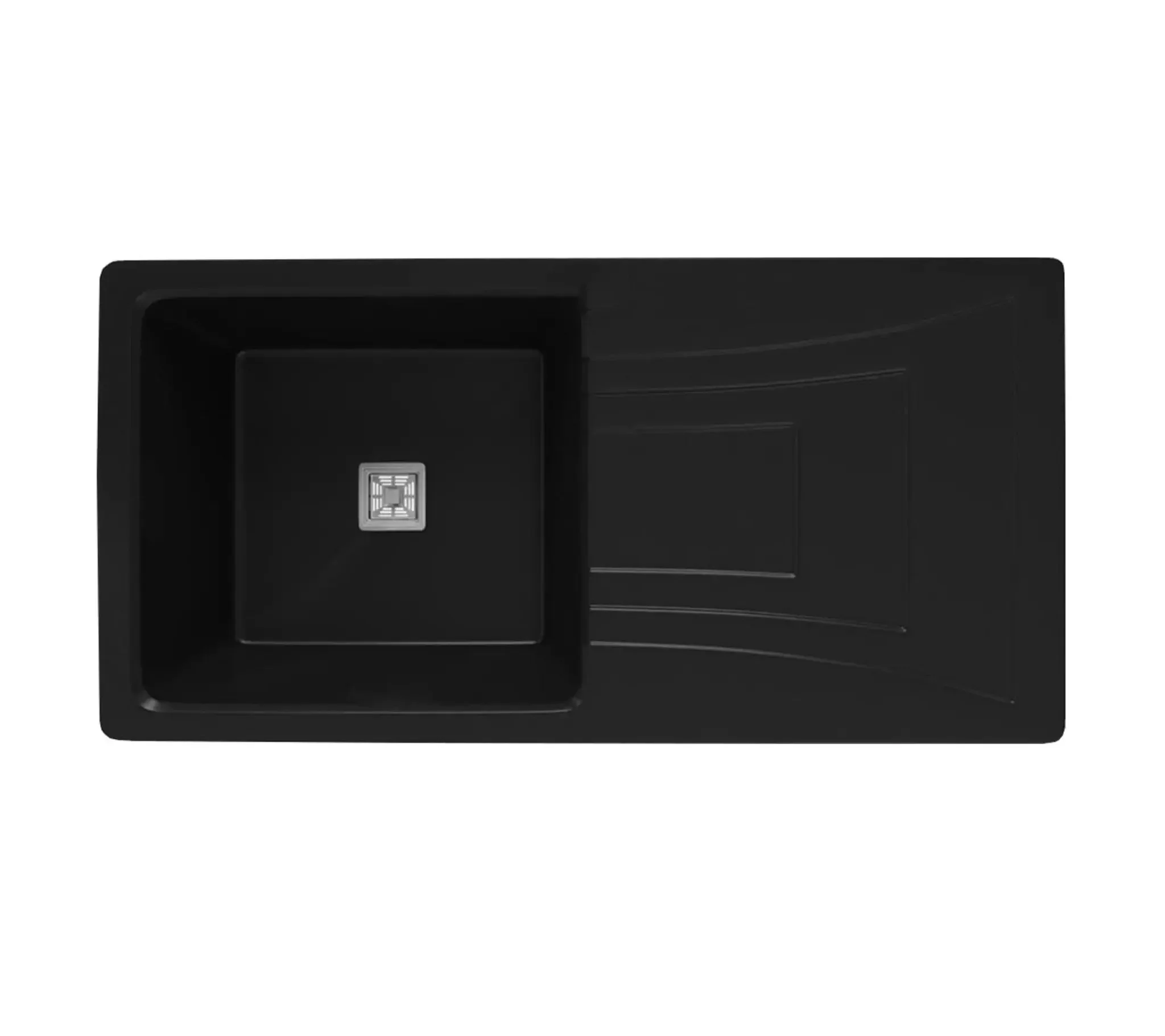 Quartz Kitchen Sink With Drain Board Black (36×18x9 Inches) – 10-Year Warranty