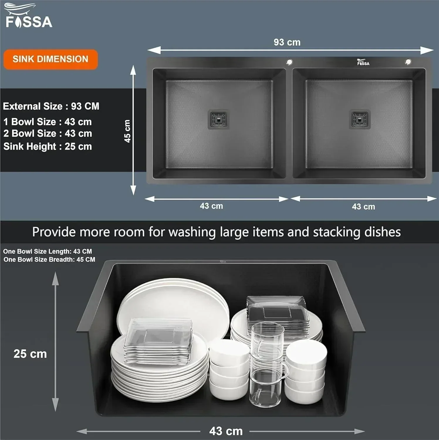 Honeycomb Embossed (37"x18"x10") Inch Doubl e Bowl Black  Kitchen Sink with Nano Coating - Image 2
