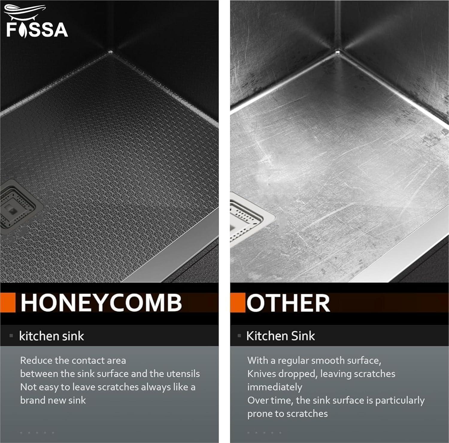 Honeycomb Embossed (37"x18"x10") Inch Doubl e Bowl Black  Kitchen Sink with Nano Coating - Image 4