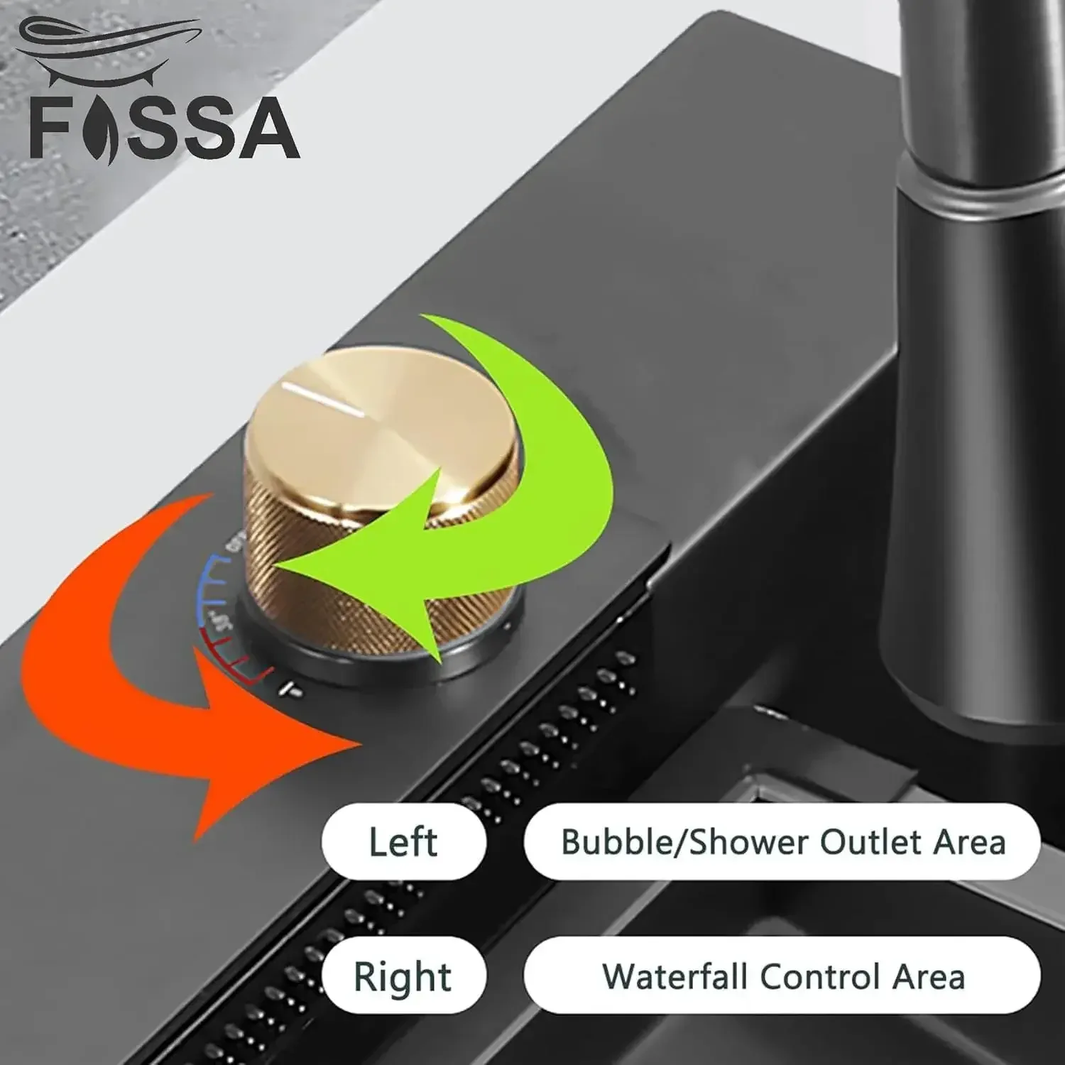 304 black Stainless Steel Smart Double Bowl Waterfall Kitchen Sink (37"x18"x09") - Image 4