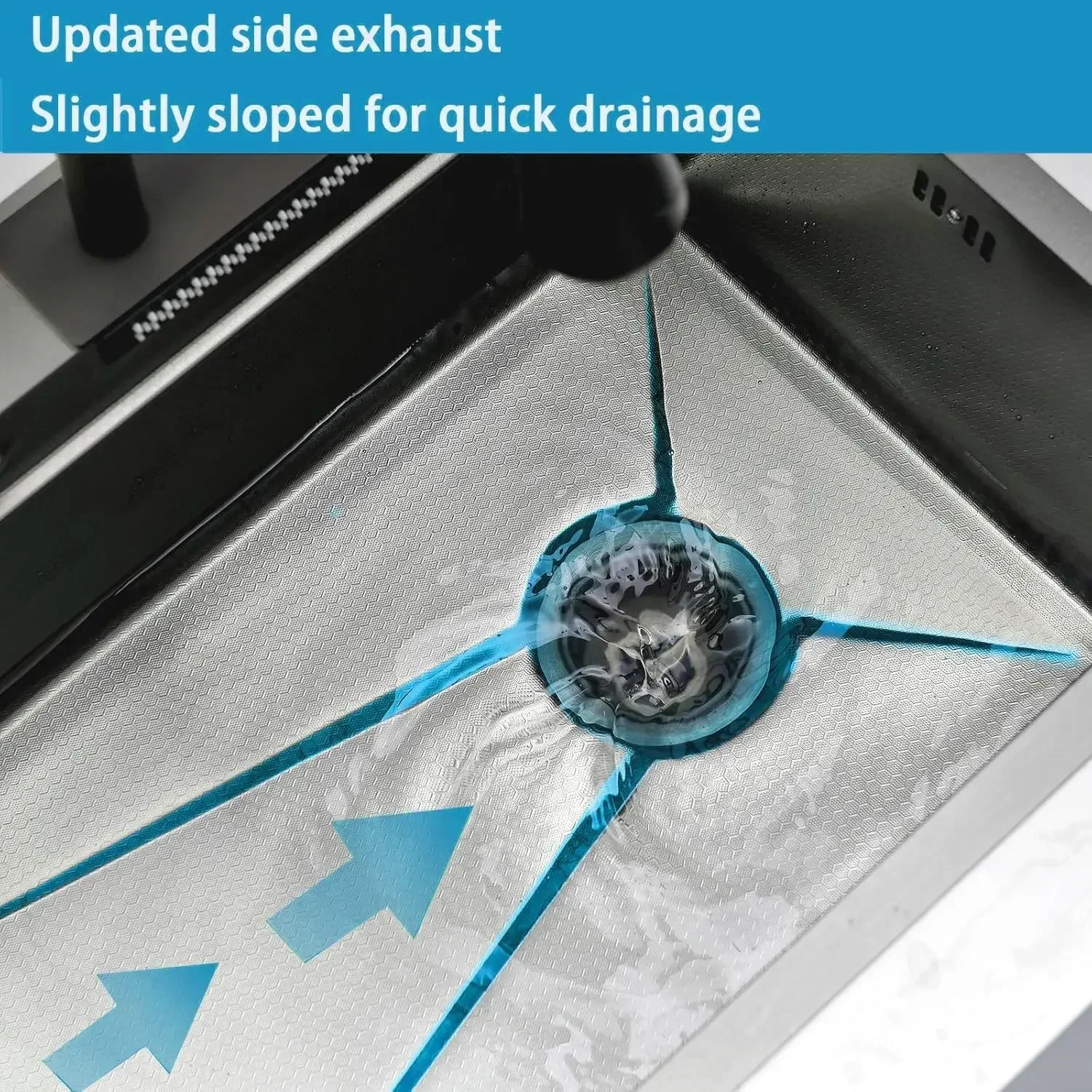 304 black Stainless Steel Smart Double Bowl Waterfall Kitchen Sink (37"x18"x09") - Image 5