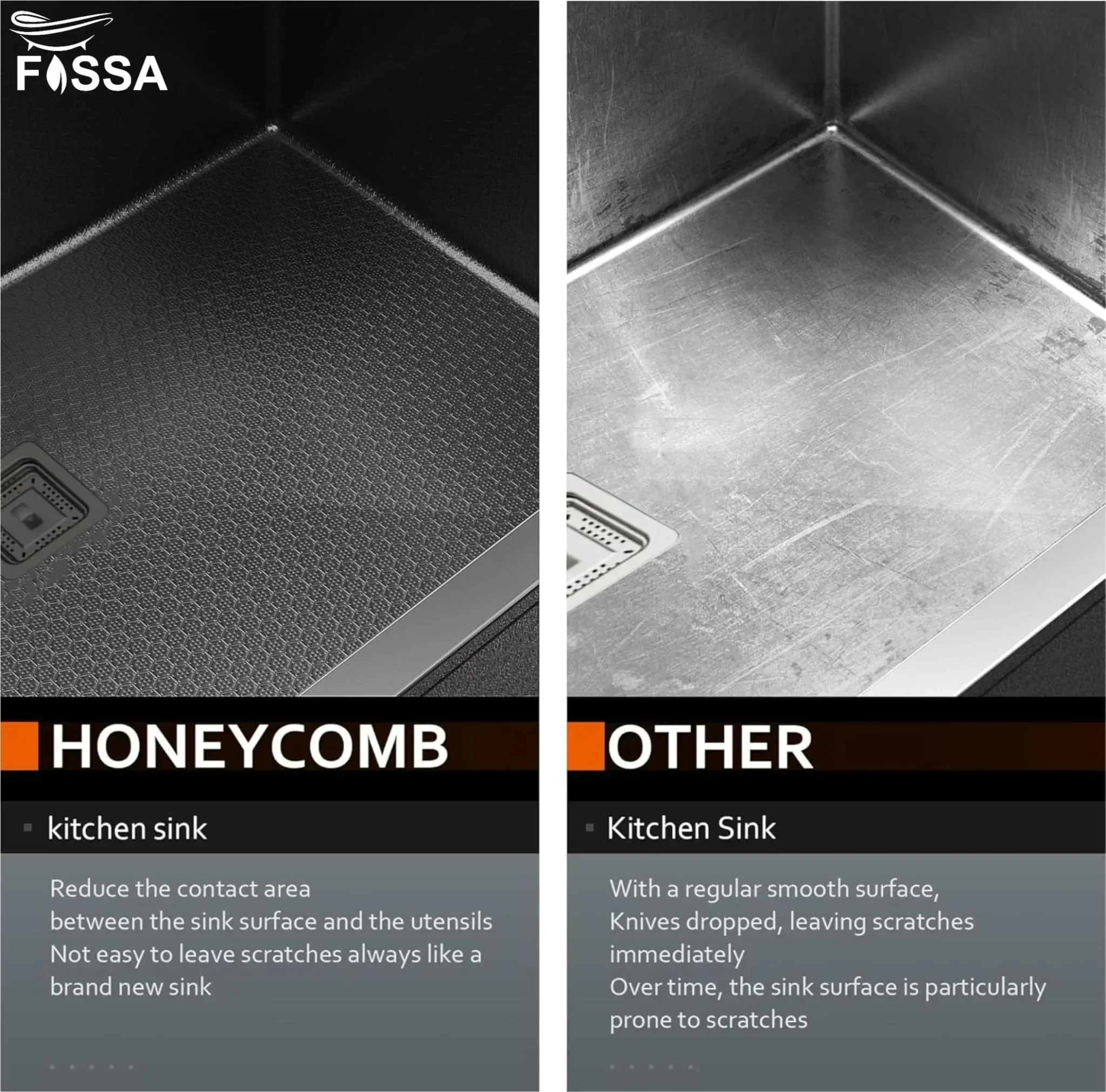 Honeycomb Embossed (37 x 18 x10) Inch Single Bowl Kitchen Sink with Nano Coating - Image 3
