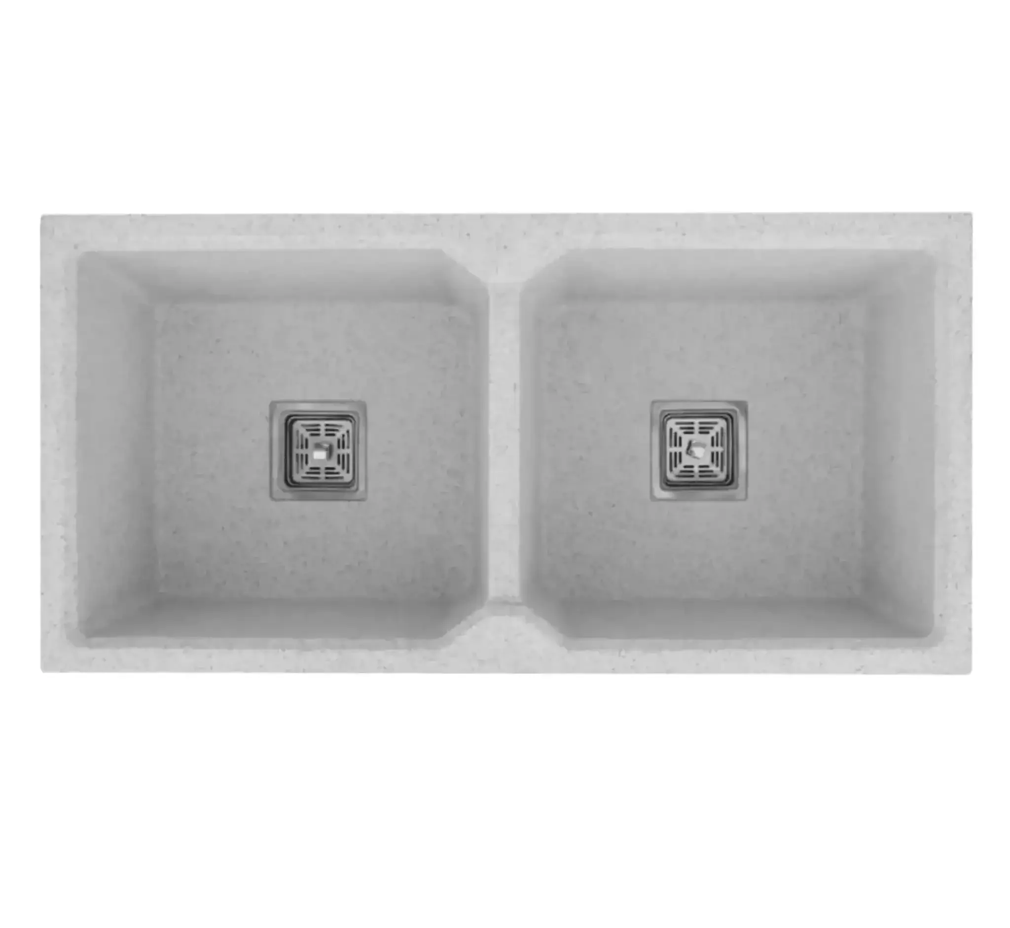 Quartz Kitchen Sink Double Bowl Grey Stone White (37×18x10 Inches) – 10-Year Warranty