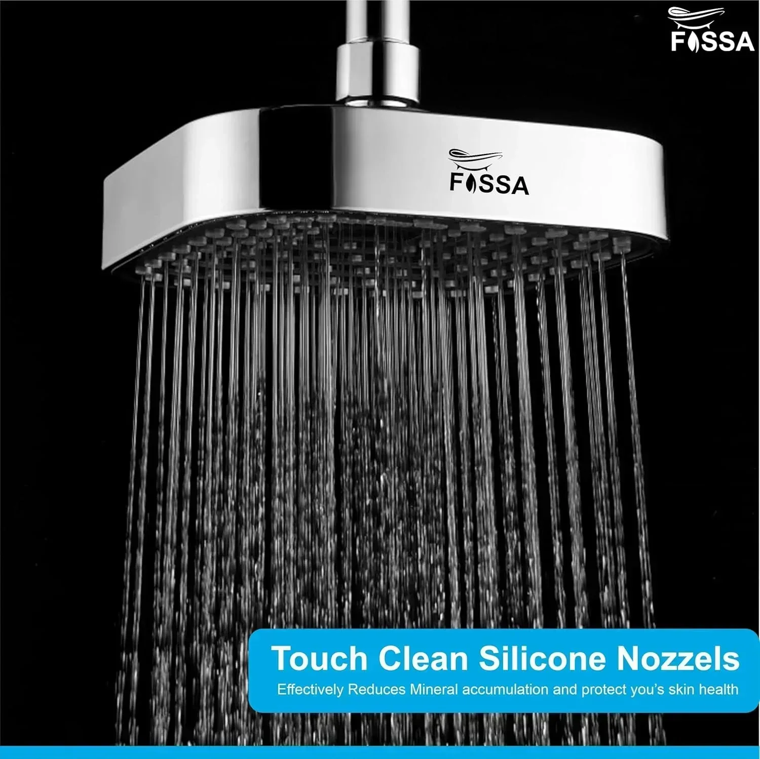 4×4 Inch Alpha Wave Square Rain Shower Head Black Chrome Finish (Without Arm) - Image 4