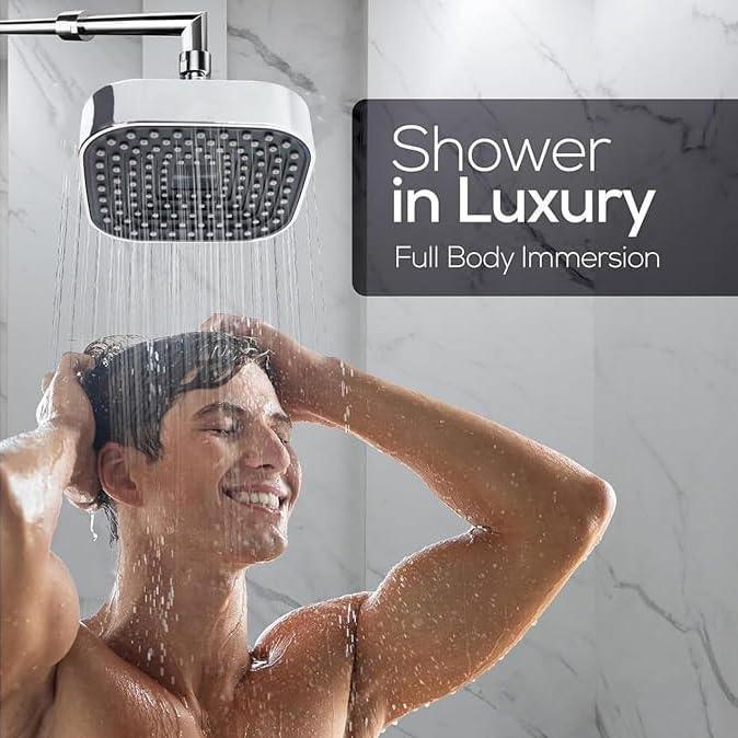 4×4 Inch Alpha Wave Square Rain Shower Head Black Chrome Finish (Without Arm) - Image 6