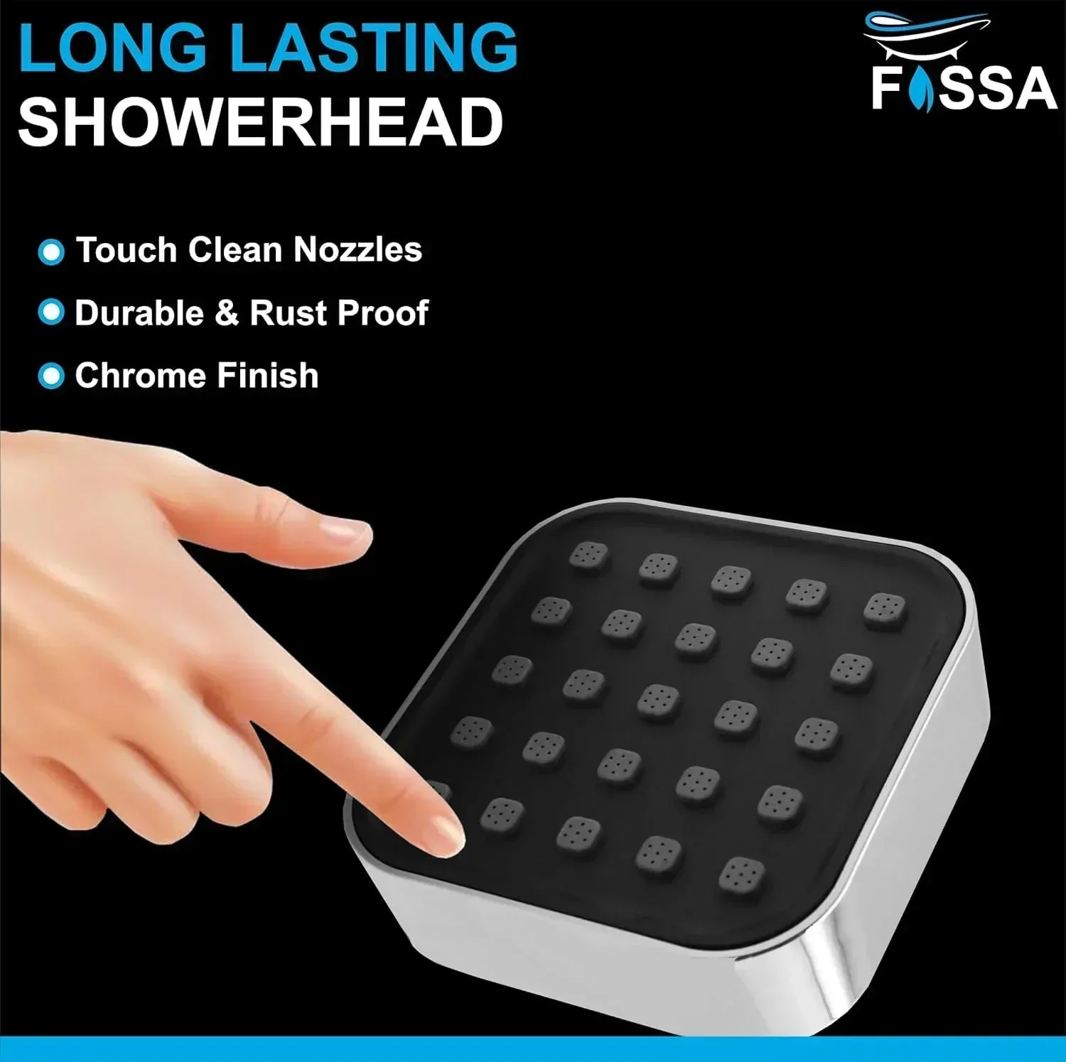 Elite (4x4 Inches) ABS Chrome Black Finish Overhead Shower Without Arm - Image 3