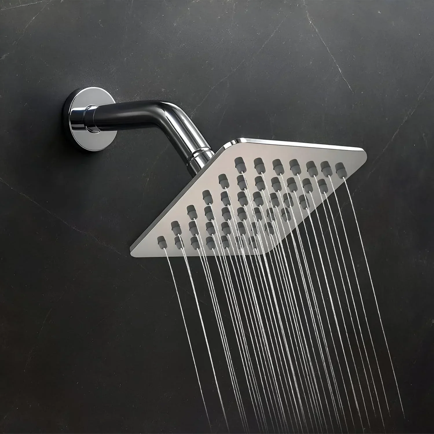 Colva (4x4 Iches) 304- Grade Stainless Steel Chrome Finish Overhead Shower With Arm (9 Inch)