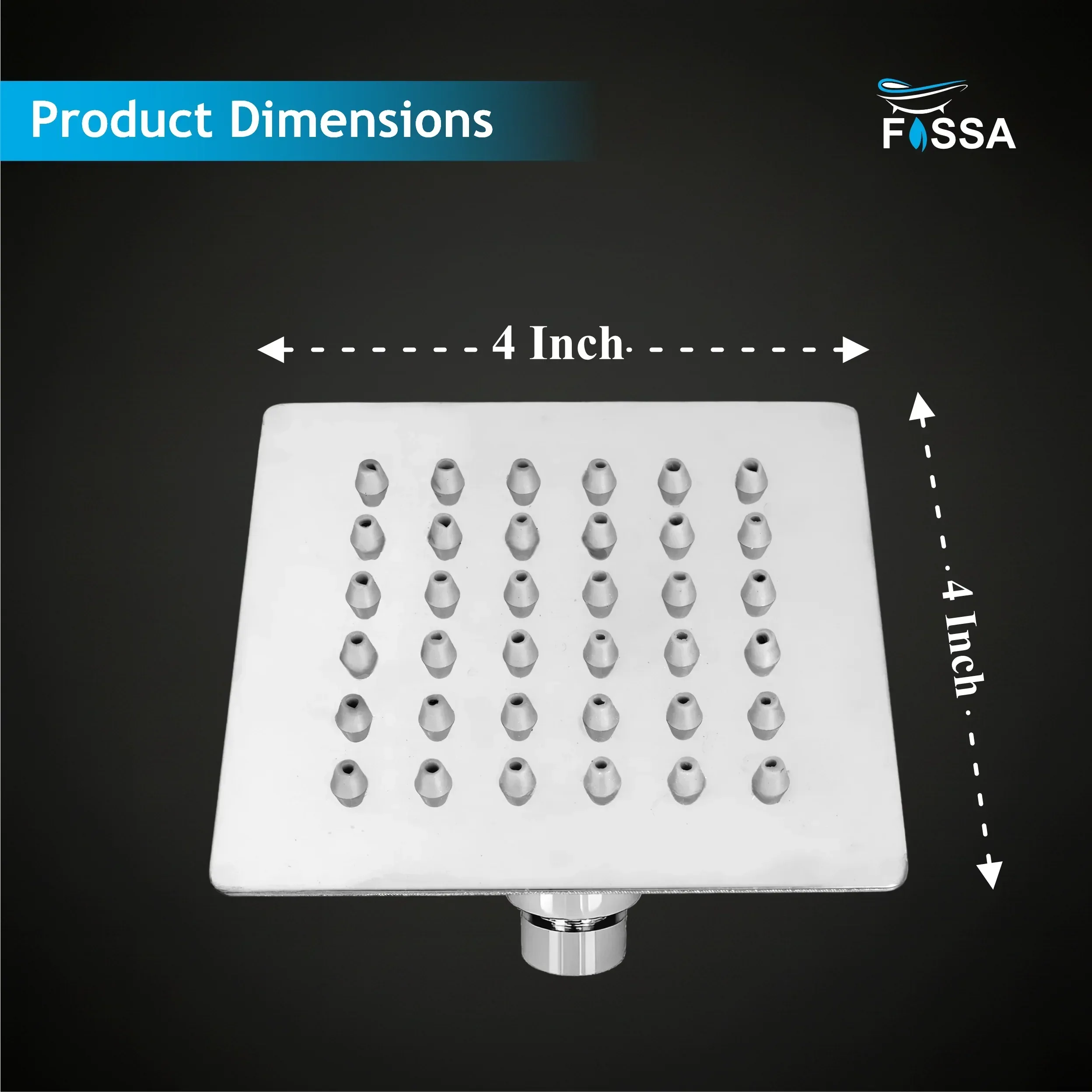 Ultra (4x4 Inches) 304- Grade Stainless Steel Chrome Finish Overhead Shower With Arm (9 Inch) - Image 2