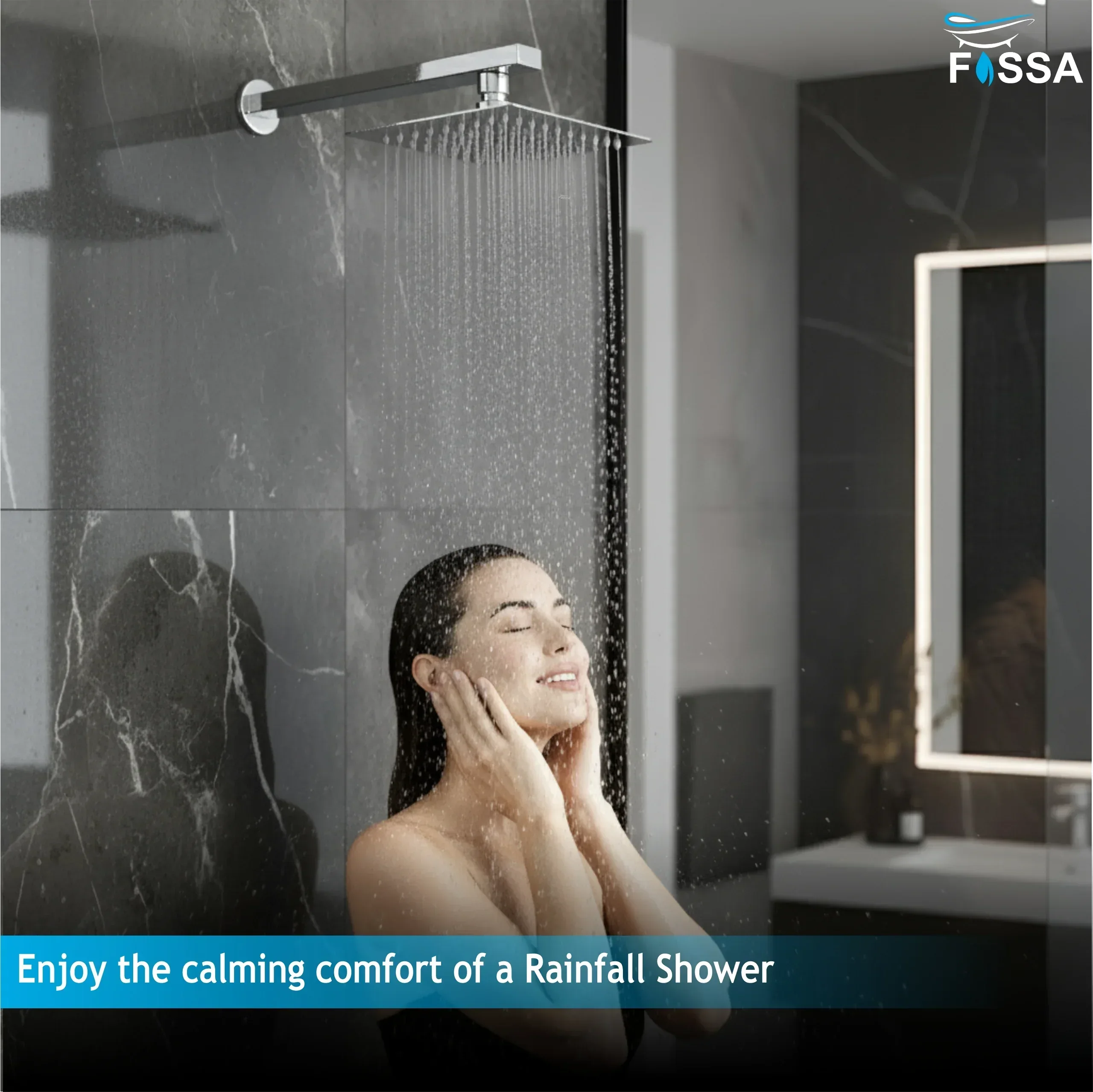 Ultra (4x4 Inches) 304- Grade Stainless Steel Chrome Finish Overhead Shower With Arm (9 Inch) - Image 9