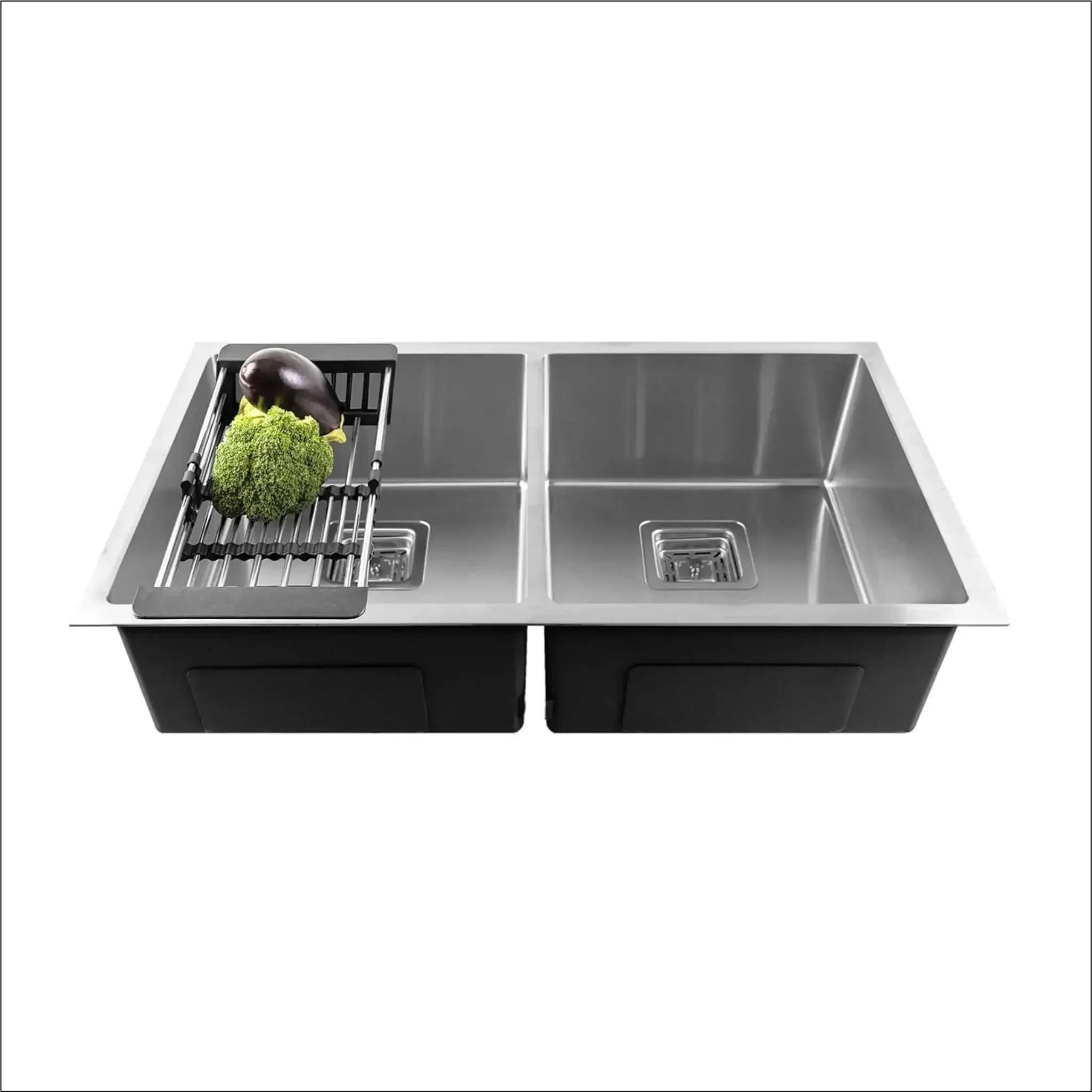 304 Handmade (40x 18x 10) Inch Double Bowl Silver Stainless Steel Kitchen Sink