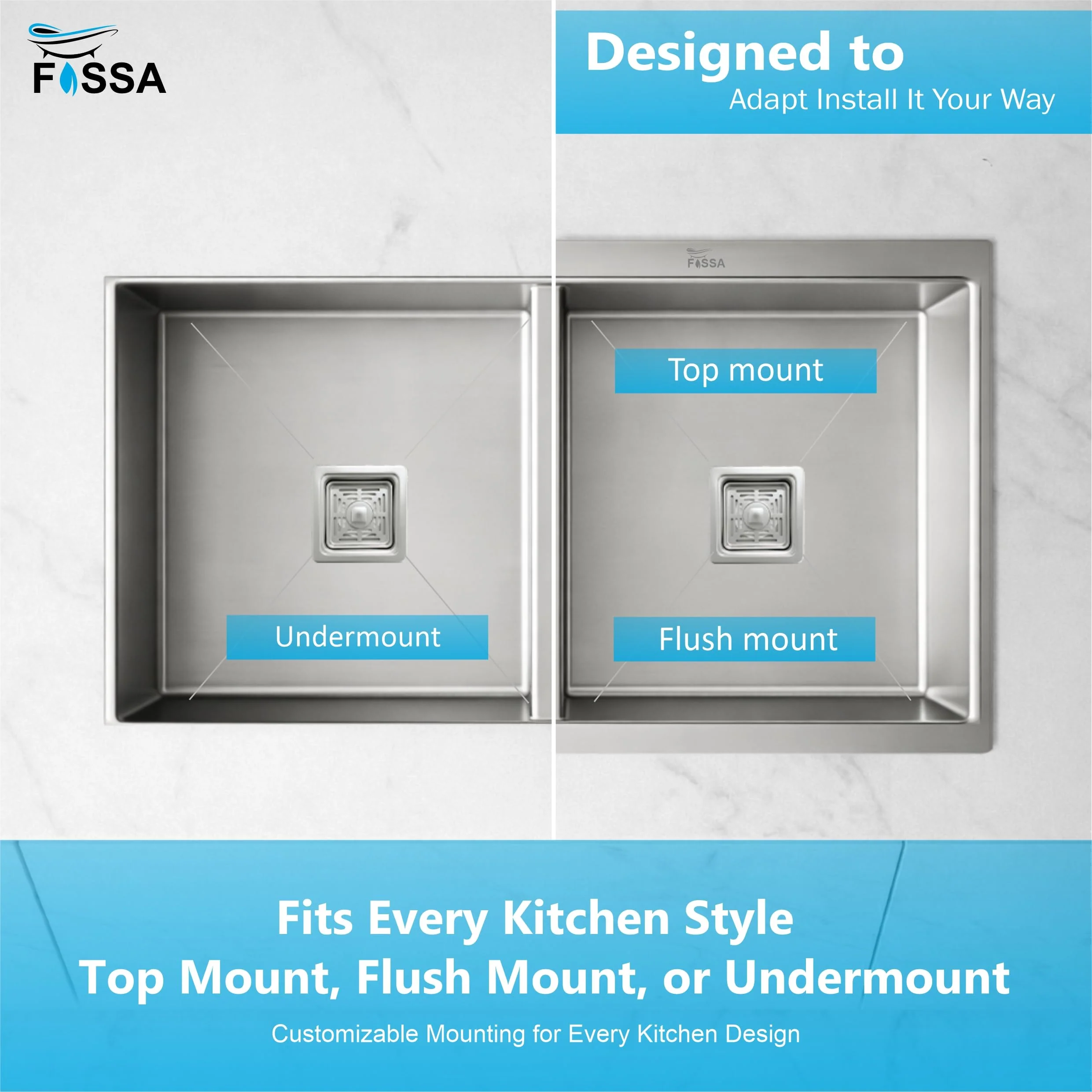 Aqua 304 Handmade (42 x 20 x 09 ) Inch SS Double bowl Bowl Square Coupling Silver Kitchen Sink - Image 3
