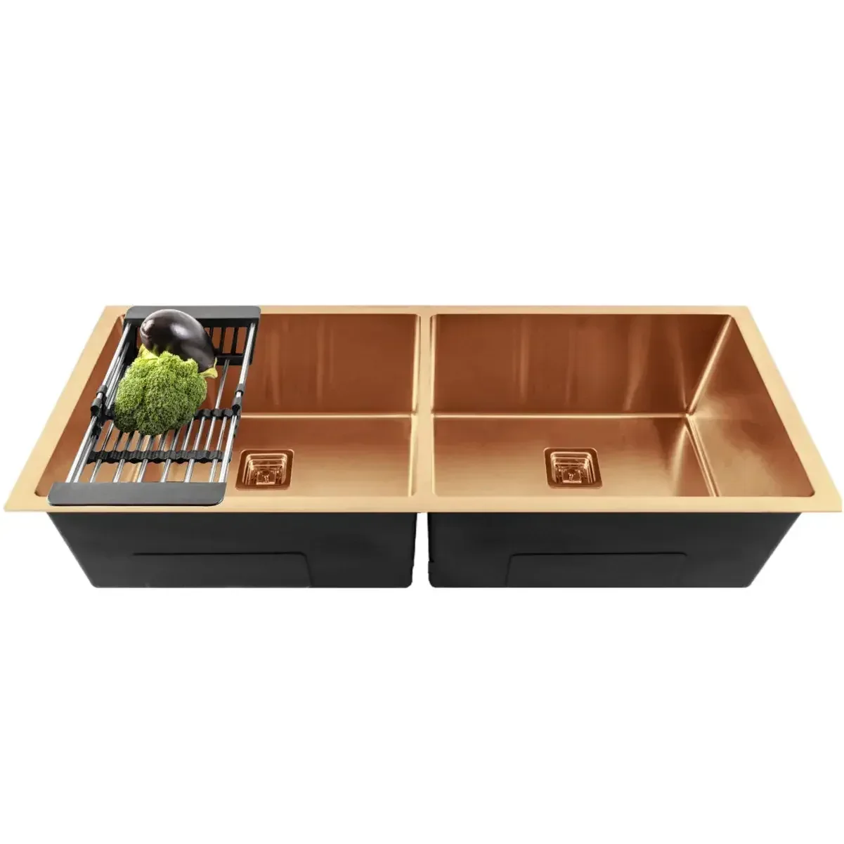 Premium Handmade (45x 20x 10) Inch Double Bowl Rose gold Stainless Steel Kitchen Sink