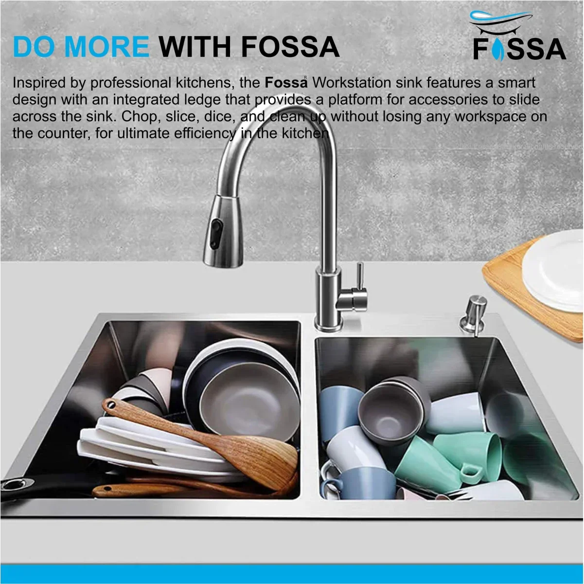 304 Handmade (45"x20"x10") Inch Stainless Steel Double Bowl Silver Kitchen Sink With Tap Hole - Image 3