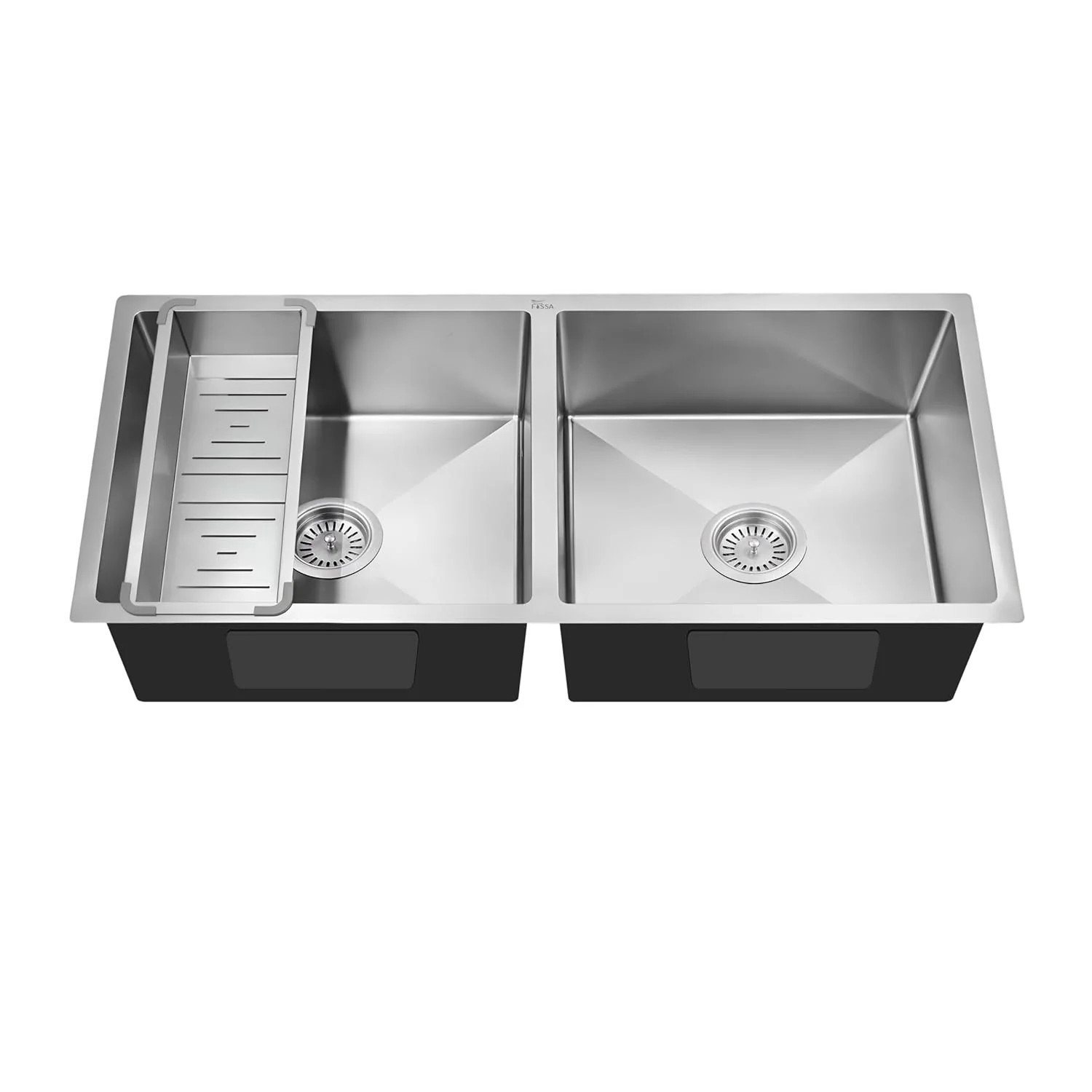 Aqua 304 Handmade (45 x 20 x 09 ) Inch SS Double bowl Bowl Round Coupling Silver Kitchen Sink - Image 8