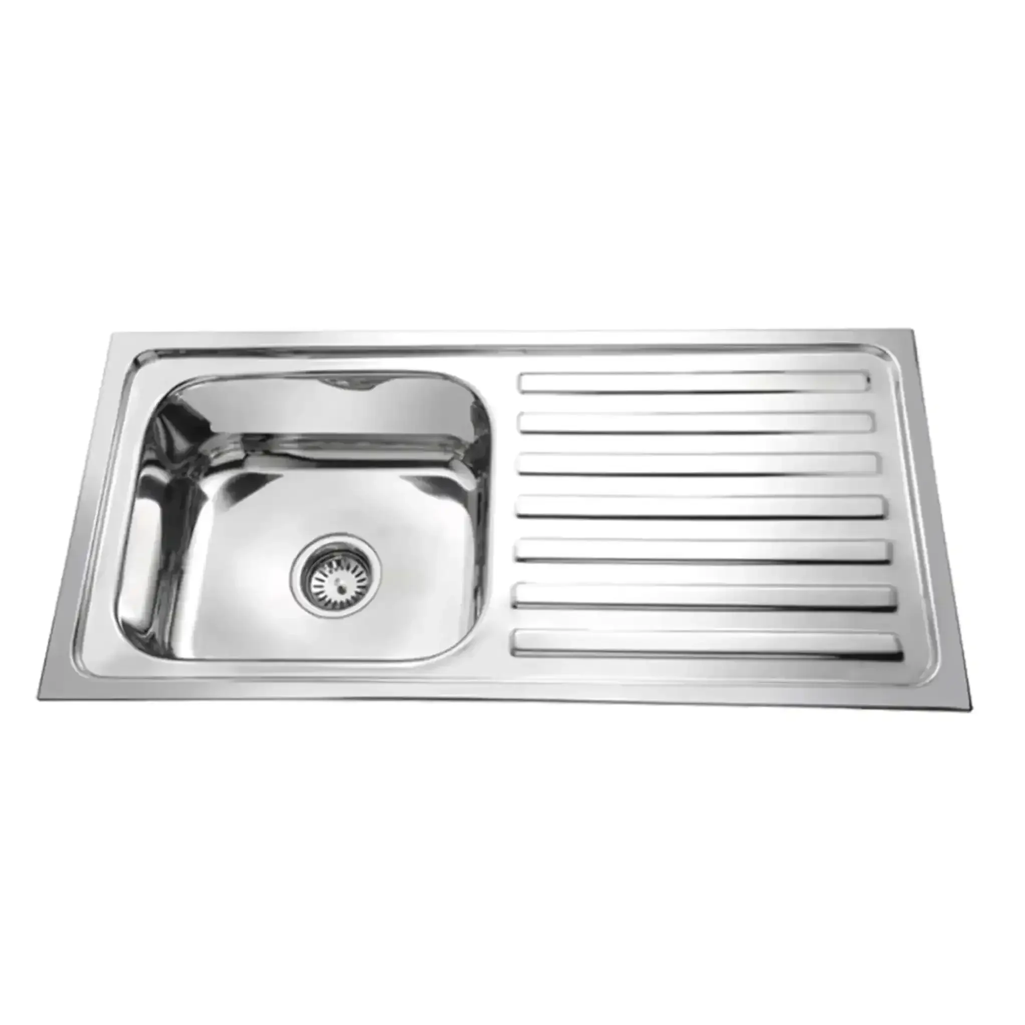 Premium Hydraulic (45"x 20"x10") Sinhgle Bowl Drain Board Indian Kitchen Sink Glossy Finish