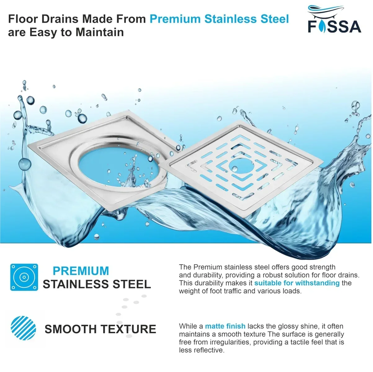 Apex Floor Drain (5 x 5 Inches) Premium Stainlees Steel With Hole - Image 5