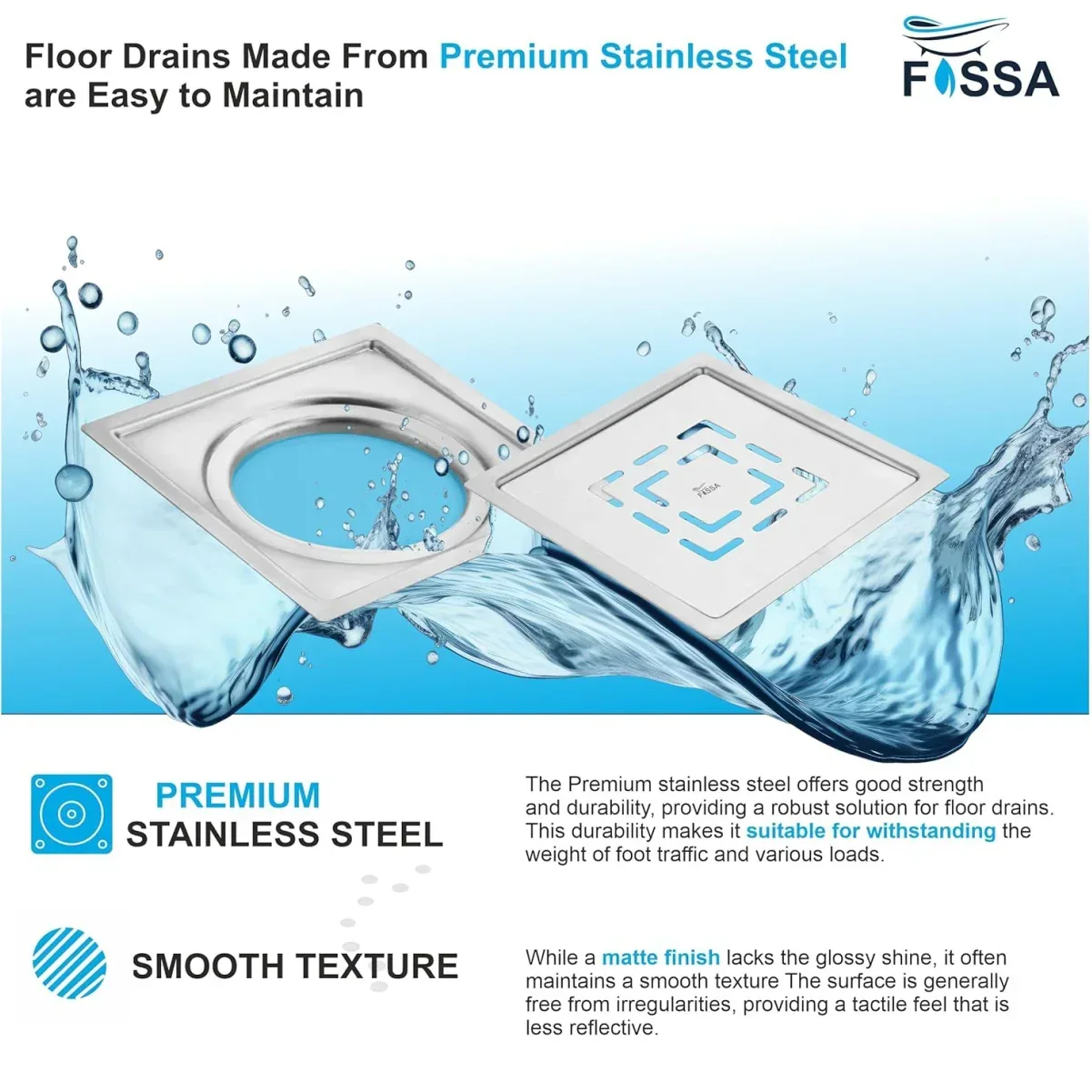 Apex Floor Drain (5 x 5 Inches) Premium Stainlees Steel - Image 6