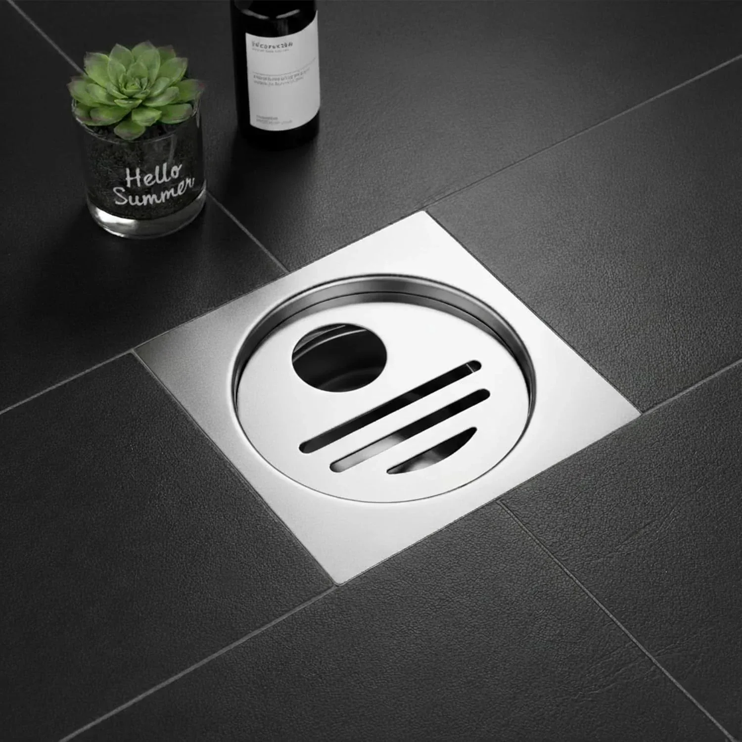 Flame Floor Drain (5 x 5 Inches) Premium Stainlees Steel With Hole