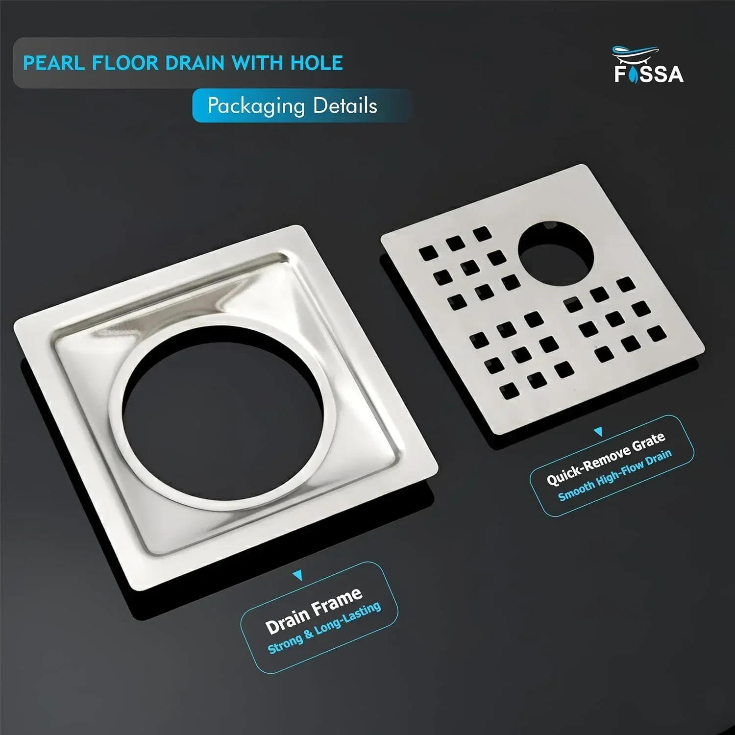 Pearl Floor Drain (5 x 5 Inches) Premium Stainlees Steel With Hole - Image 4