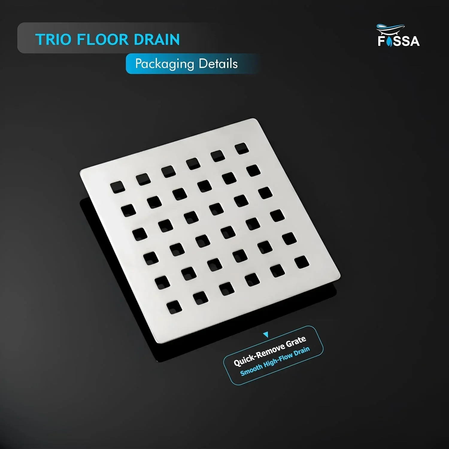 Trio Floor Drain (5 x 5 Inches) Premium Stainlees Steel - Image 5