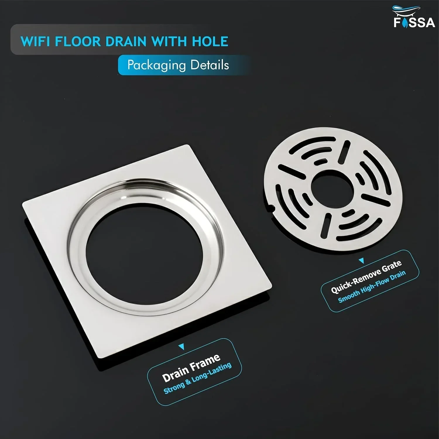 Wifi Floor Drain (5 x 5 Inches) Premium Stainlees Steel With Hole - Image 5