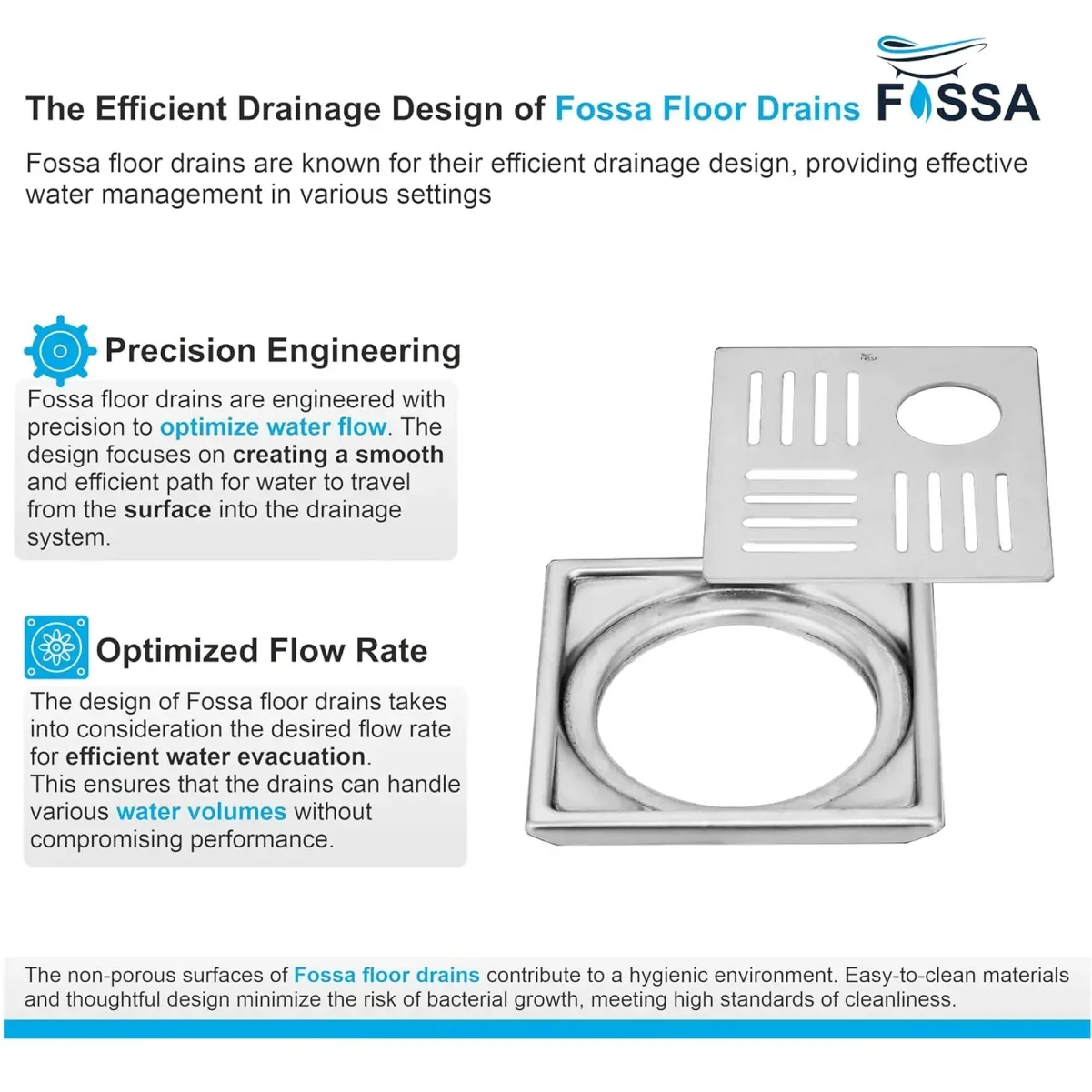 Unix Floor Drain (5 x 5 Inches) Premium Stainlees Steel With Hole - Image 3