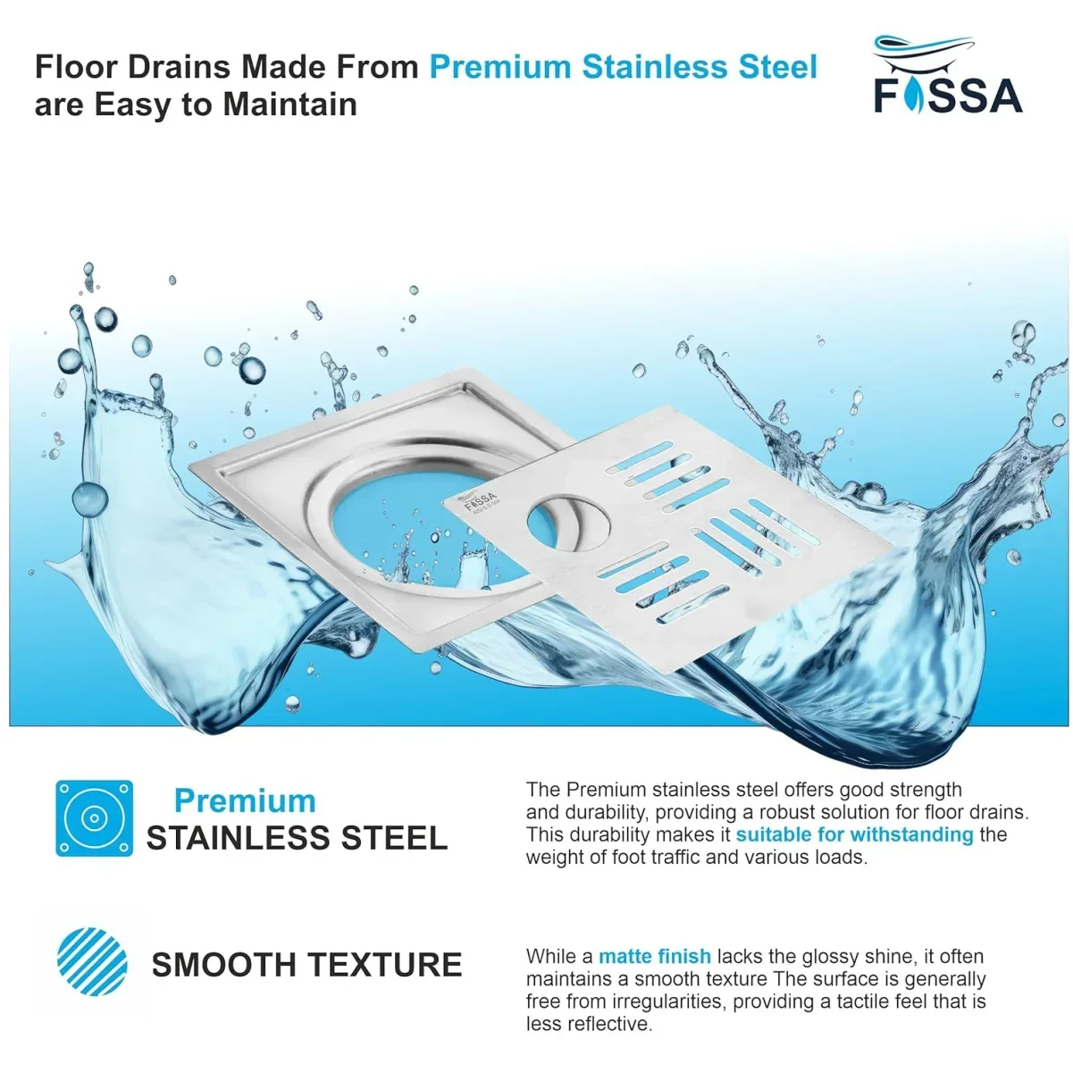 Unix Floor Drain (5 x 5 Inches) Premium Stainlees Steel With Hole - Image 4