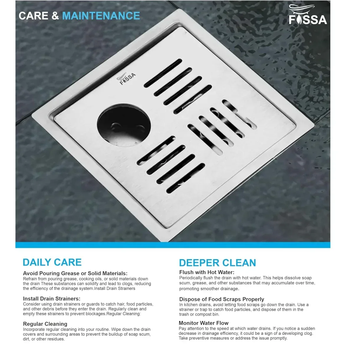 Unix Floor Drain (5 x 5 Inches) Premium Stainlees Steel With Hole - Image 5