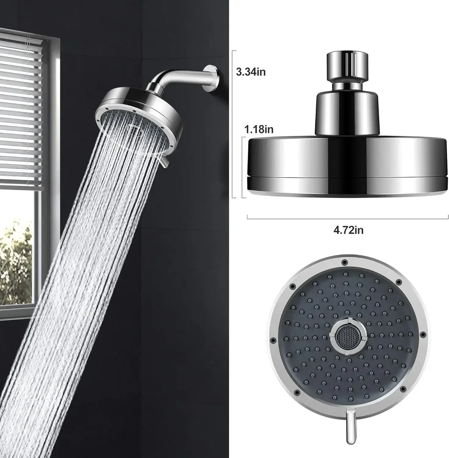 Wondra (4x4 Inches) 3-Spray Multifunction Chrome Finish Overhead Shower Without Arm - Image 2