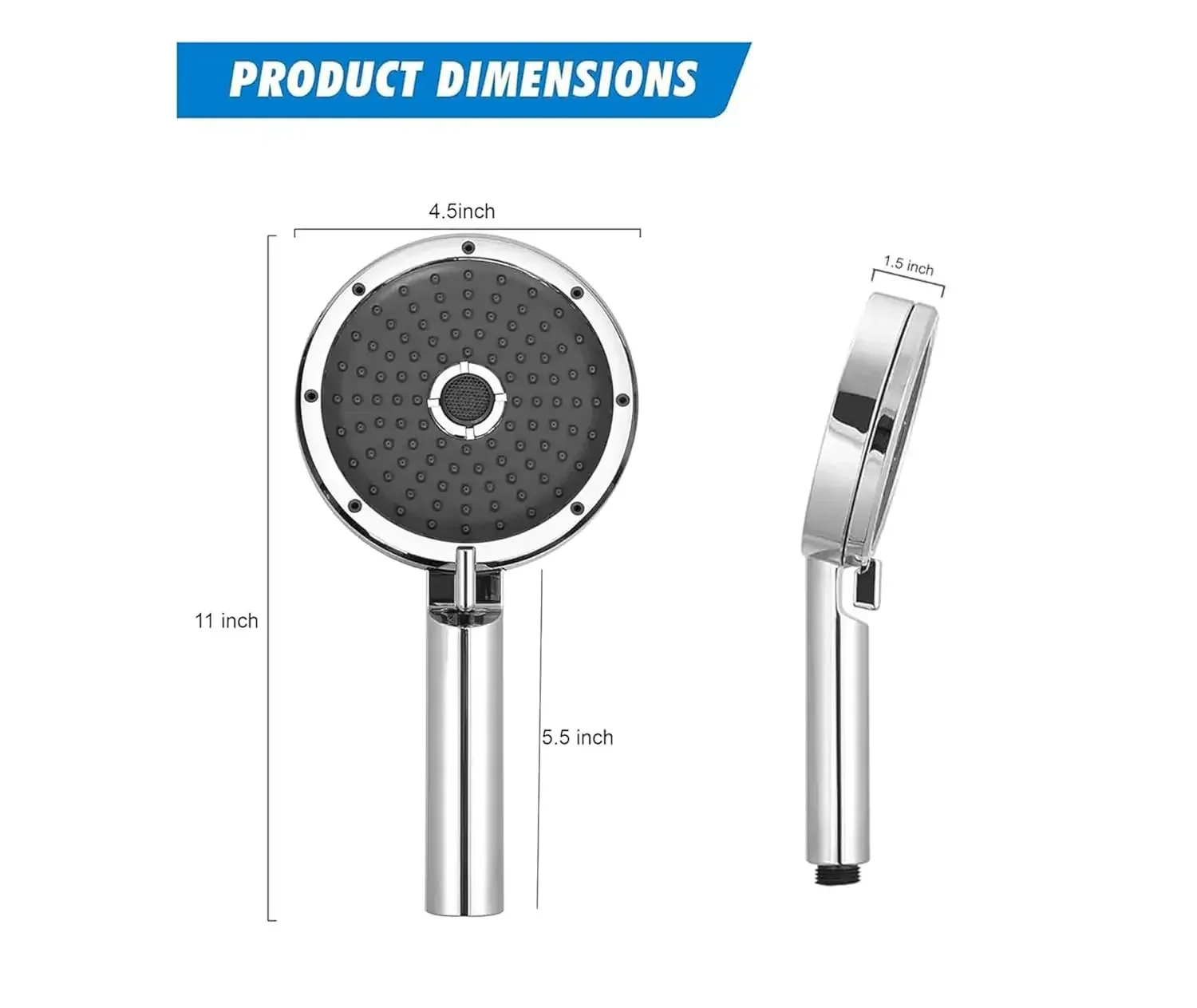 5"x5" Wondra 3-Spray Hand Shower – Chrome Finish (Only Hand shower) - Image 2