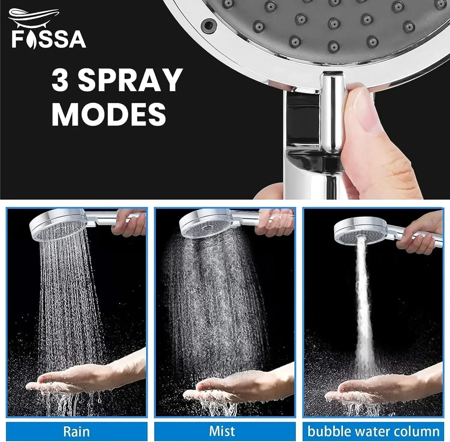 5"x5" Wondra 3-Spray Hand Shower – Chrome Finish (Only Hand shower) - Image 5