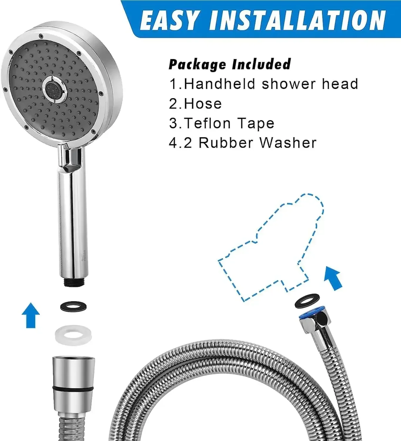 5"x5" Wondra 3-Spray Hand Shower – Chrome Finish (Only Hand shower) - Image 6