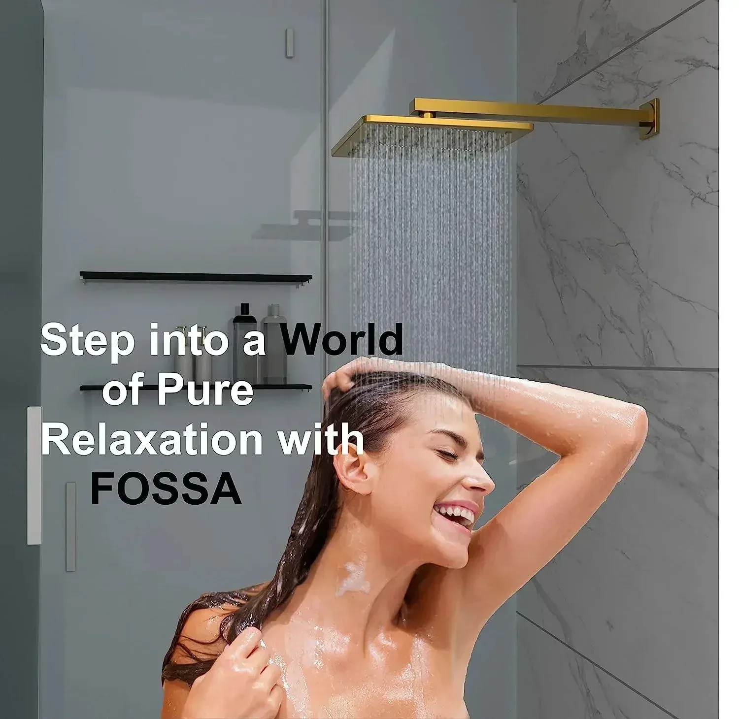 8 Inch Rainfall Overhead Shower Gold With Arm (18 Inch) - Image 2