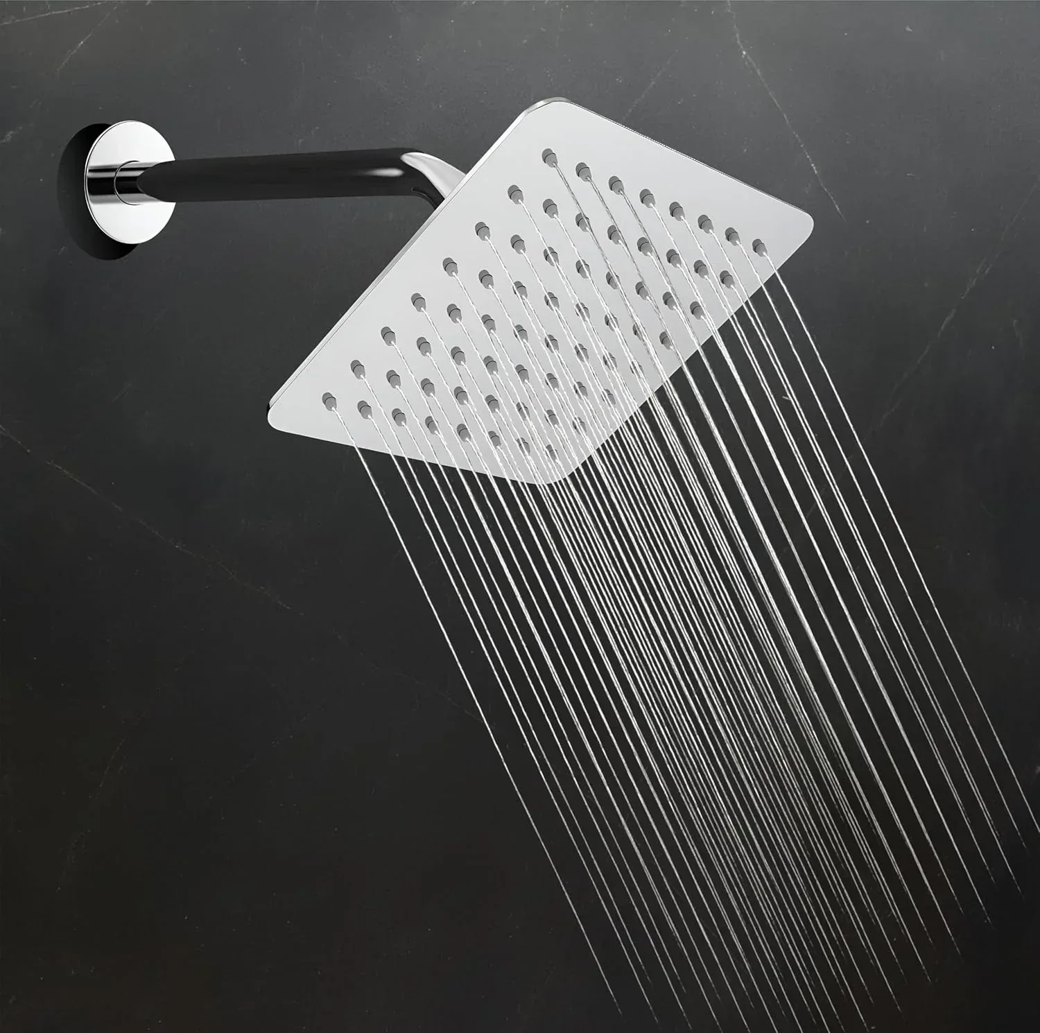 Colva (6x6 Inches) 304- Grade Stainless Steel Chrome Finish Overhead Shower With Arm (12 Inch)